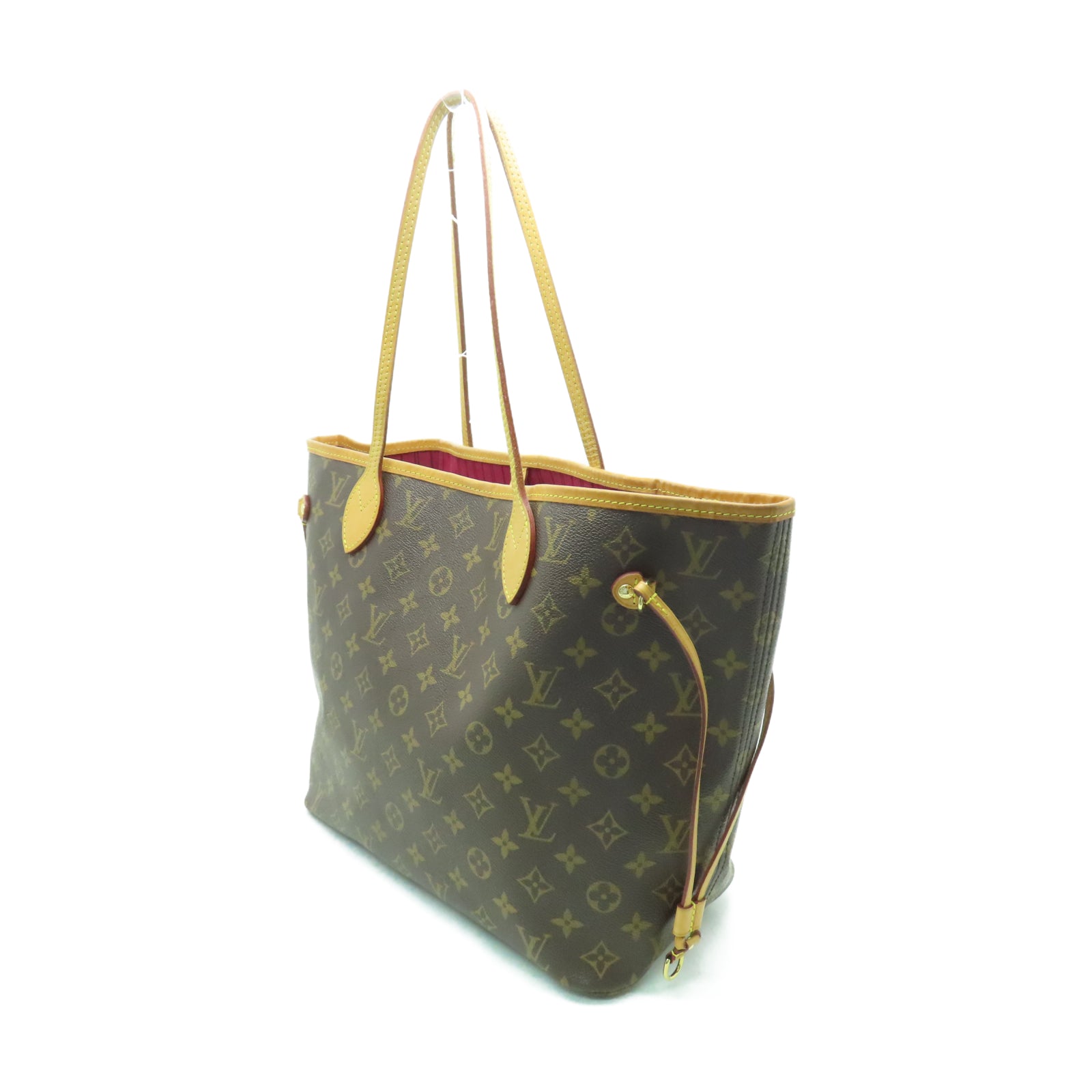 LOUIS VUITTON Monogram Neverfull MM金扣手挽袋棕色