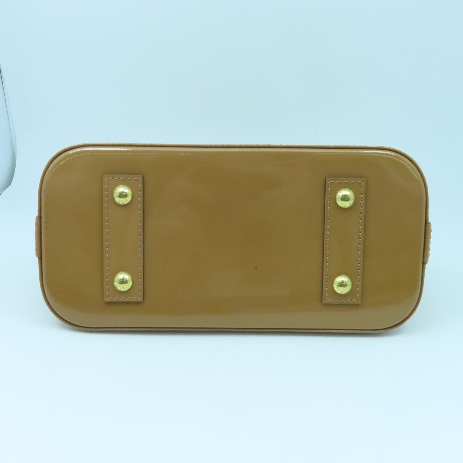 LOUIS VUITTON Monogram Vernis Alma BB金扣手挽袋棕色