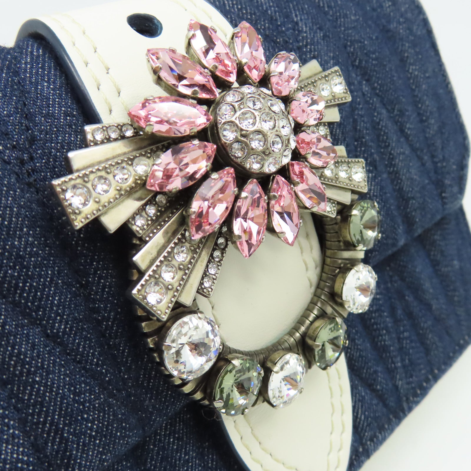 Miu Miu 牛仔布/牛皮皮革Shoulder Bag肩背袋藍色/白色