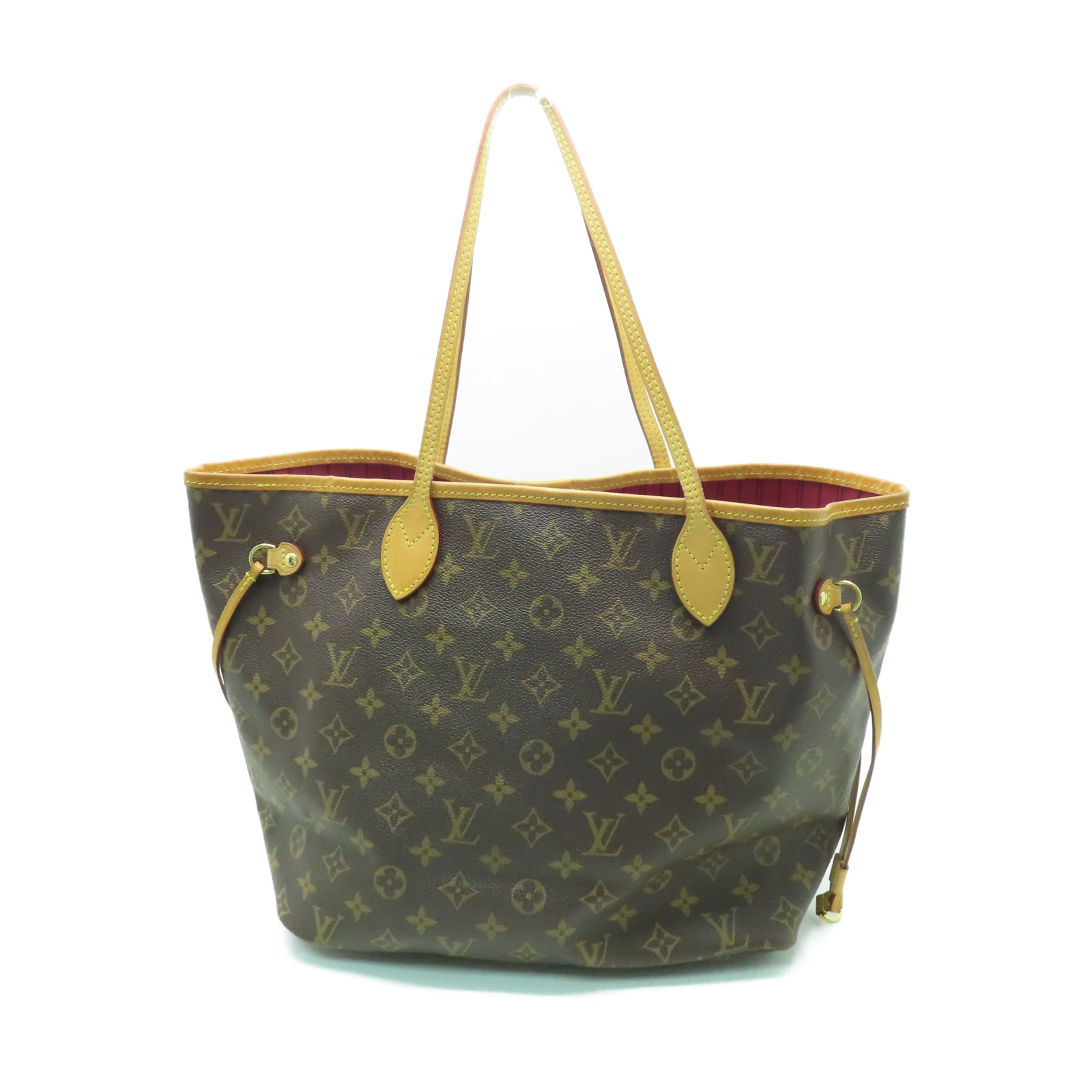 LOUIS VUITTON Monogram Neverfull MM金扣手挽袋棕色