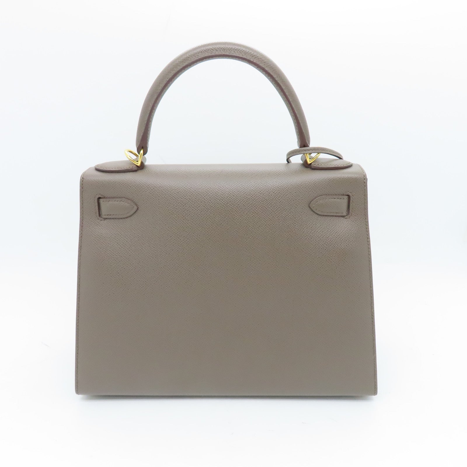 HERMES Veau Epsom皮革Kelly 28金扣手挽肩背两用袋锡灰色