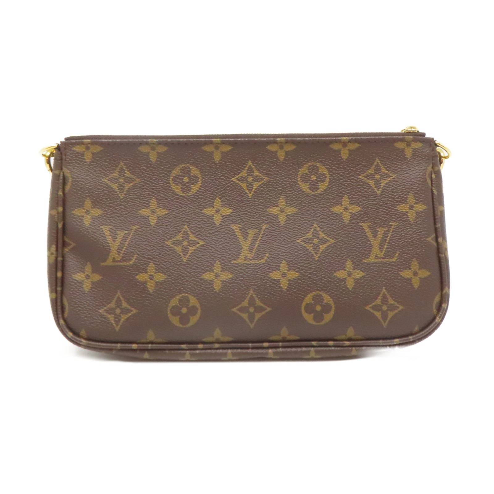 LOUIS VUITTON Monogram Multi Pochette Accessoires金扣肩背袋啡色/綠色
