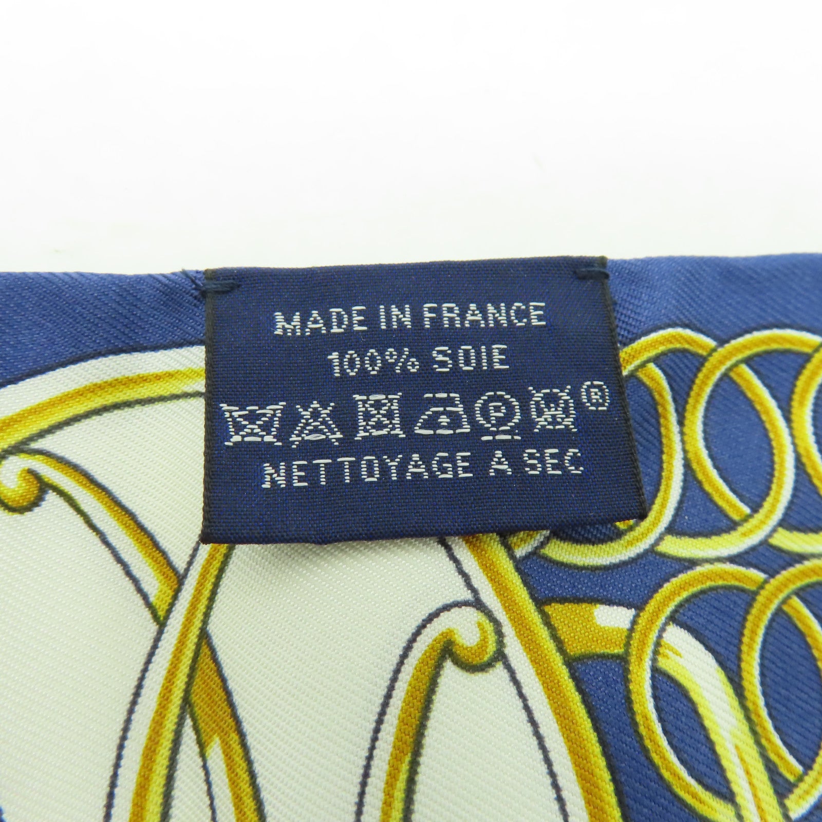 HERMES 【激減優惠】絲質Twilly絲巾藍色/白色/金色