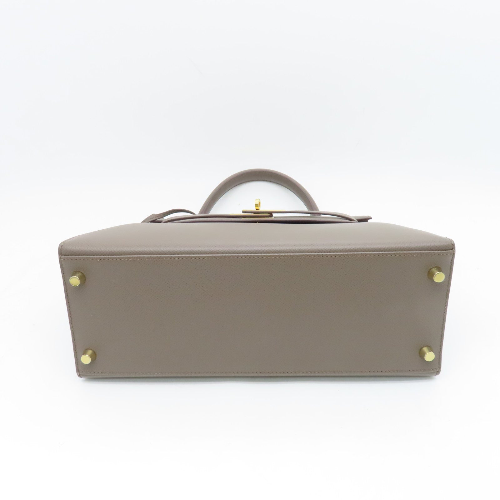 HERMES Veau Epsom皮革Kelly 28金扣手挽肩背两用袋锡灰色