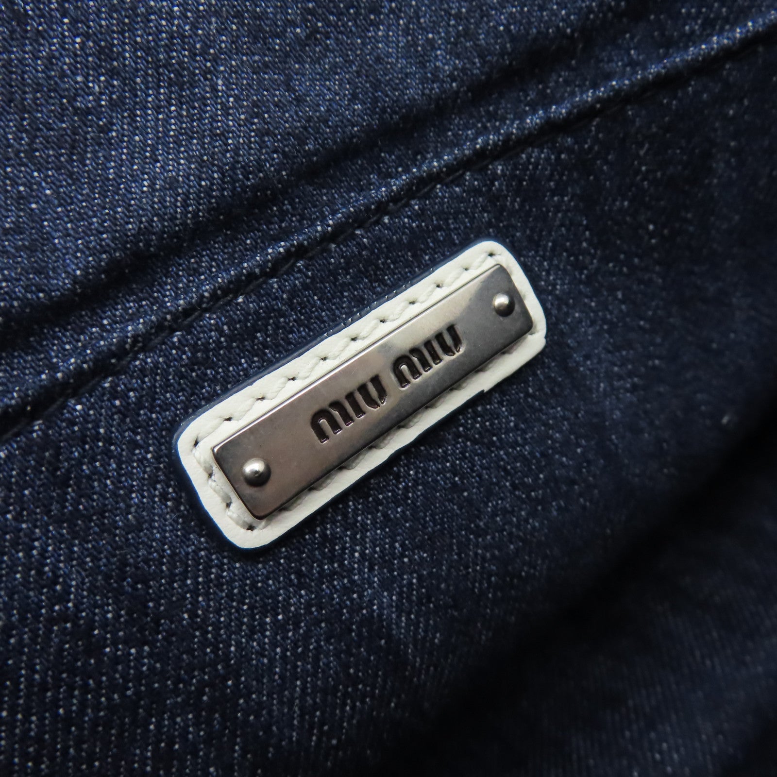 Miu Miu 牛仔布/牛皮皮革Shoulder Bag肩背袋藍色/白色