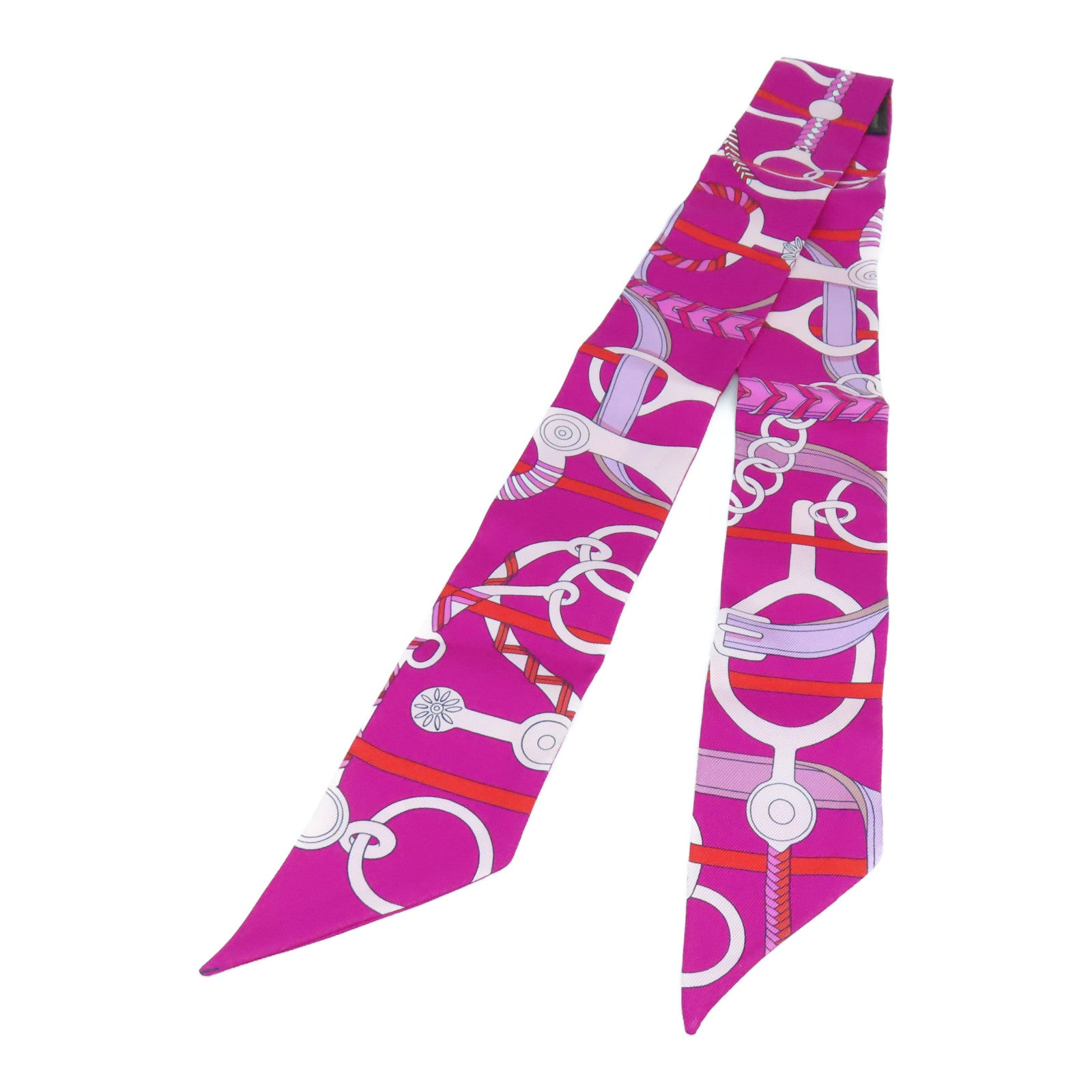 HERMES Silk Twilly Scarf Pink