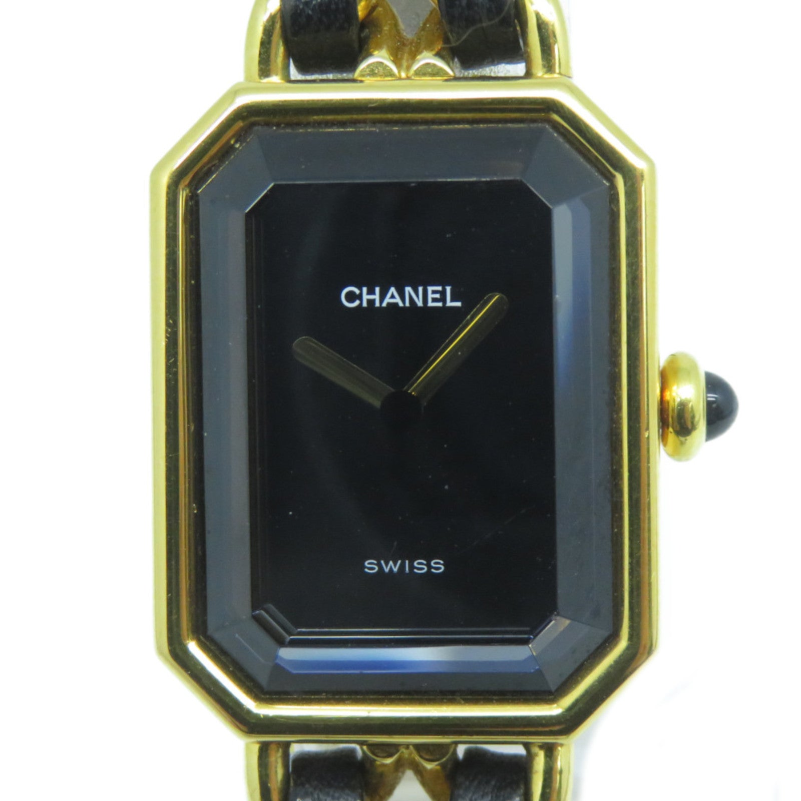 CHANEL Premiere M鍍金石英機芯手錶黑色/金色