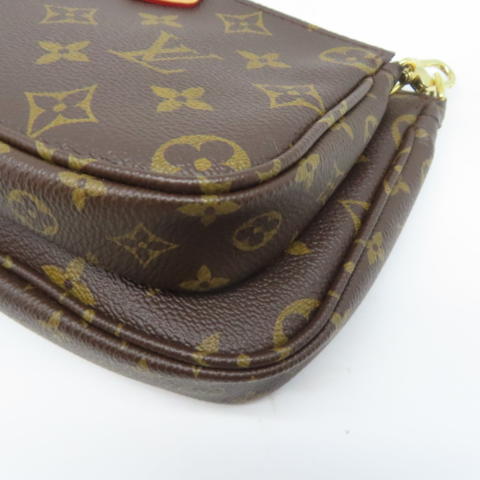 LOUIS VUITTON Monogram Multi Pochette Accessoires金扣肩背袋啡色/綠色