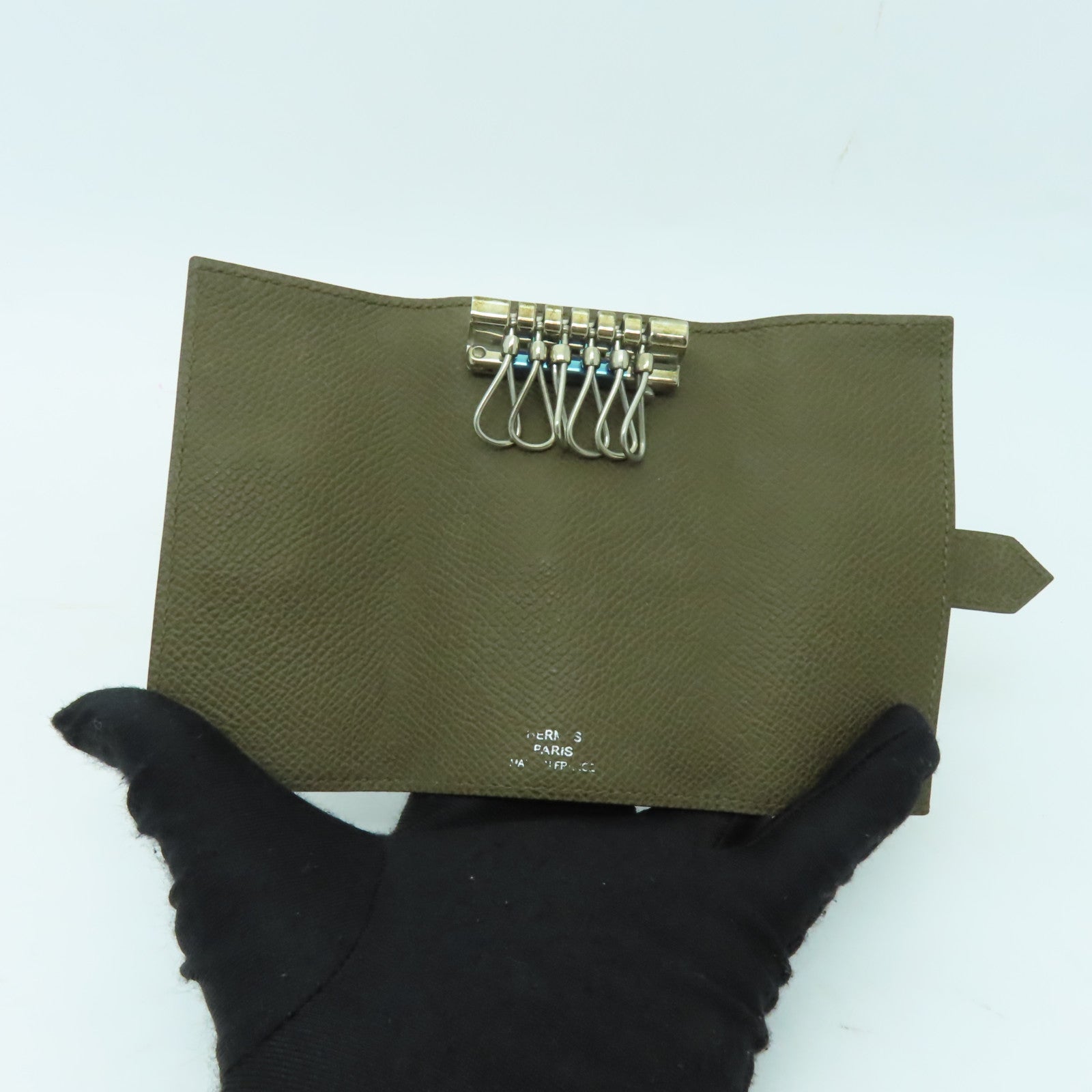 HERMES Epsom皮革Key Case 6銀扣鎖匙包啡色