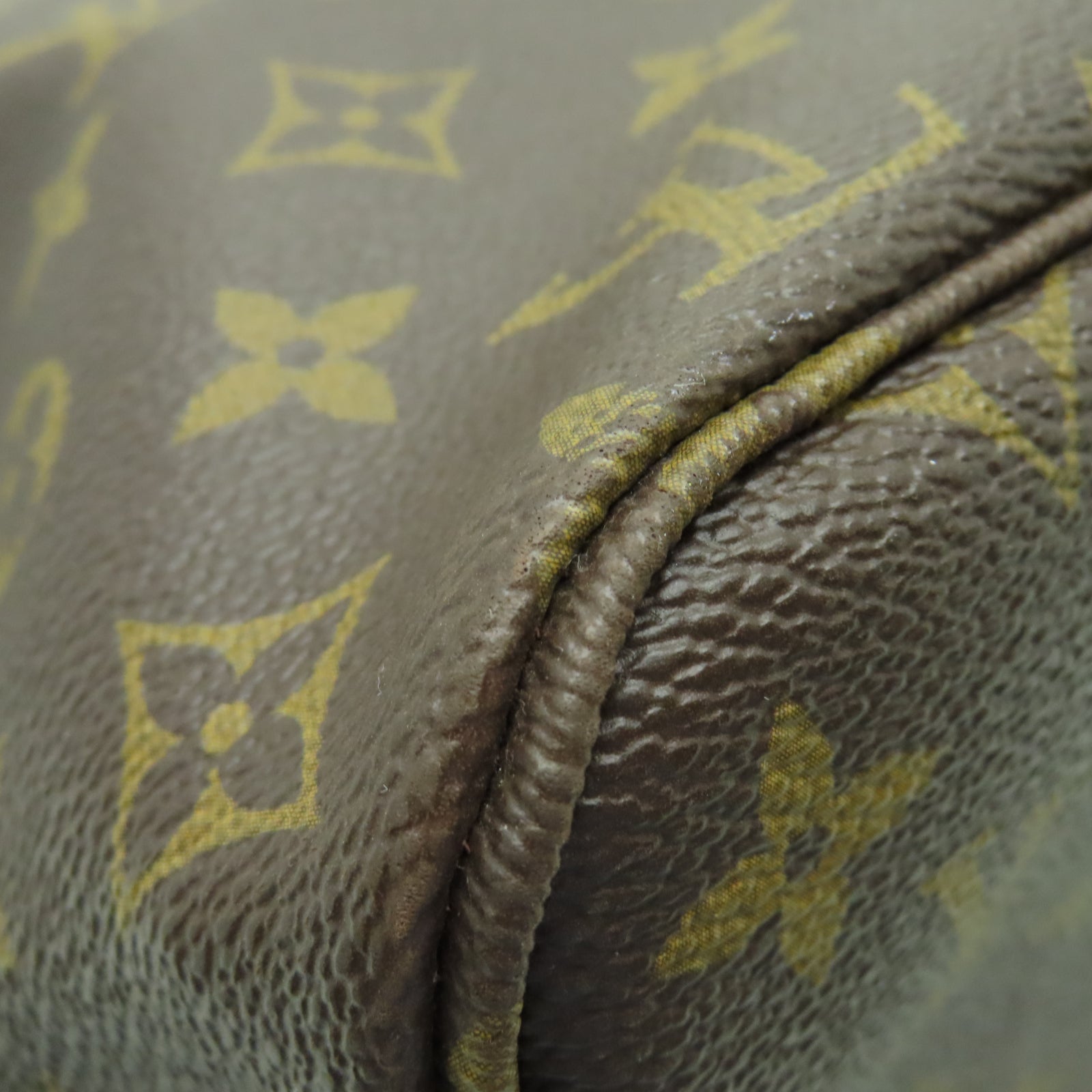 LOUIS VUITTON Monogram Neverfull MM金扣手挽袋棕色