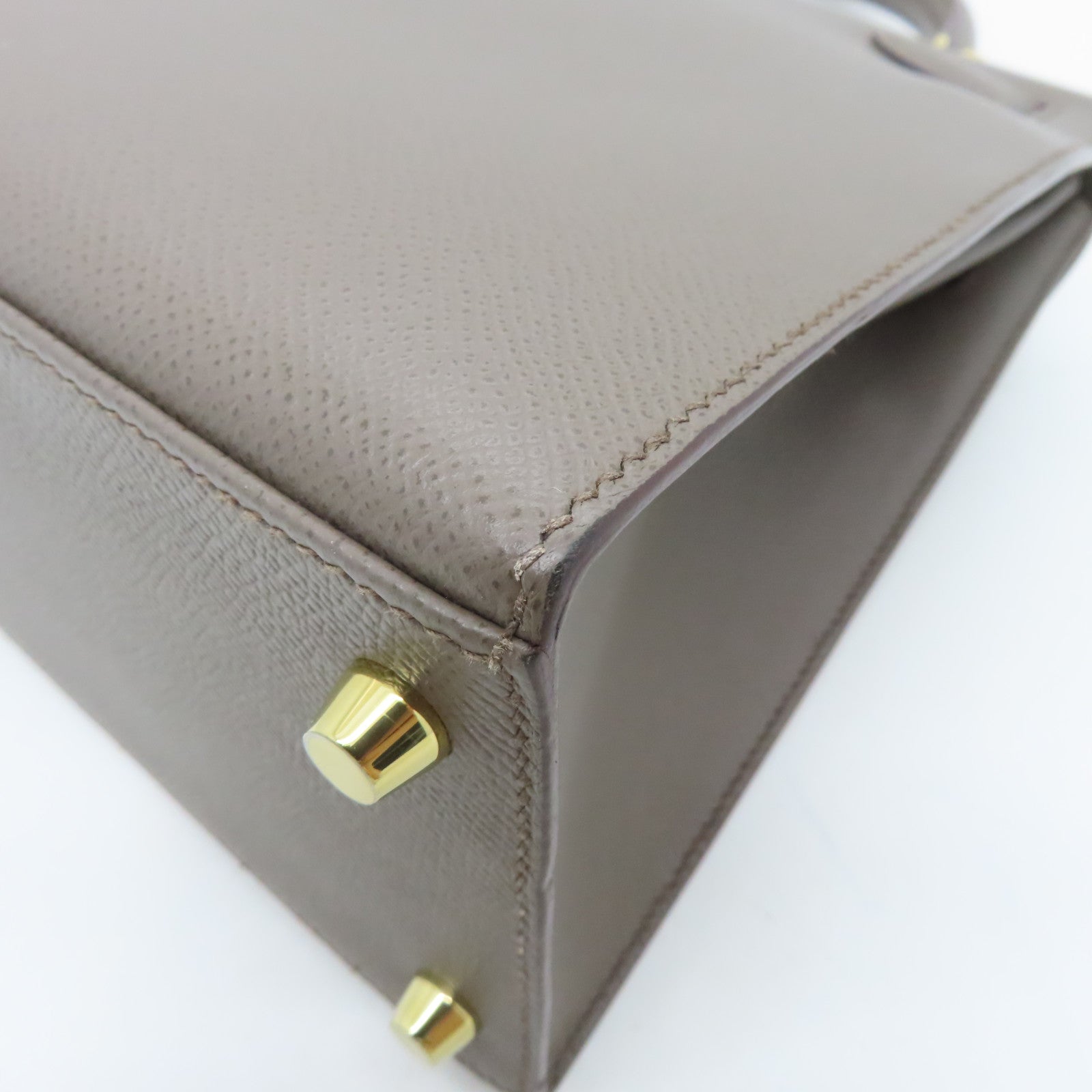 HERMES Veau Epsom皮革Kelly 28金扣手挽肩背两用袋锡灰色