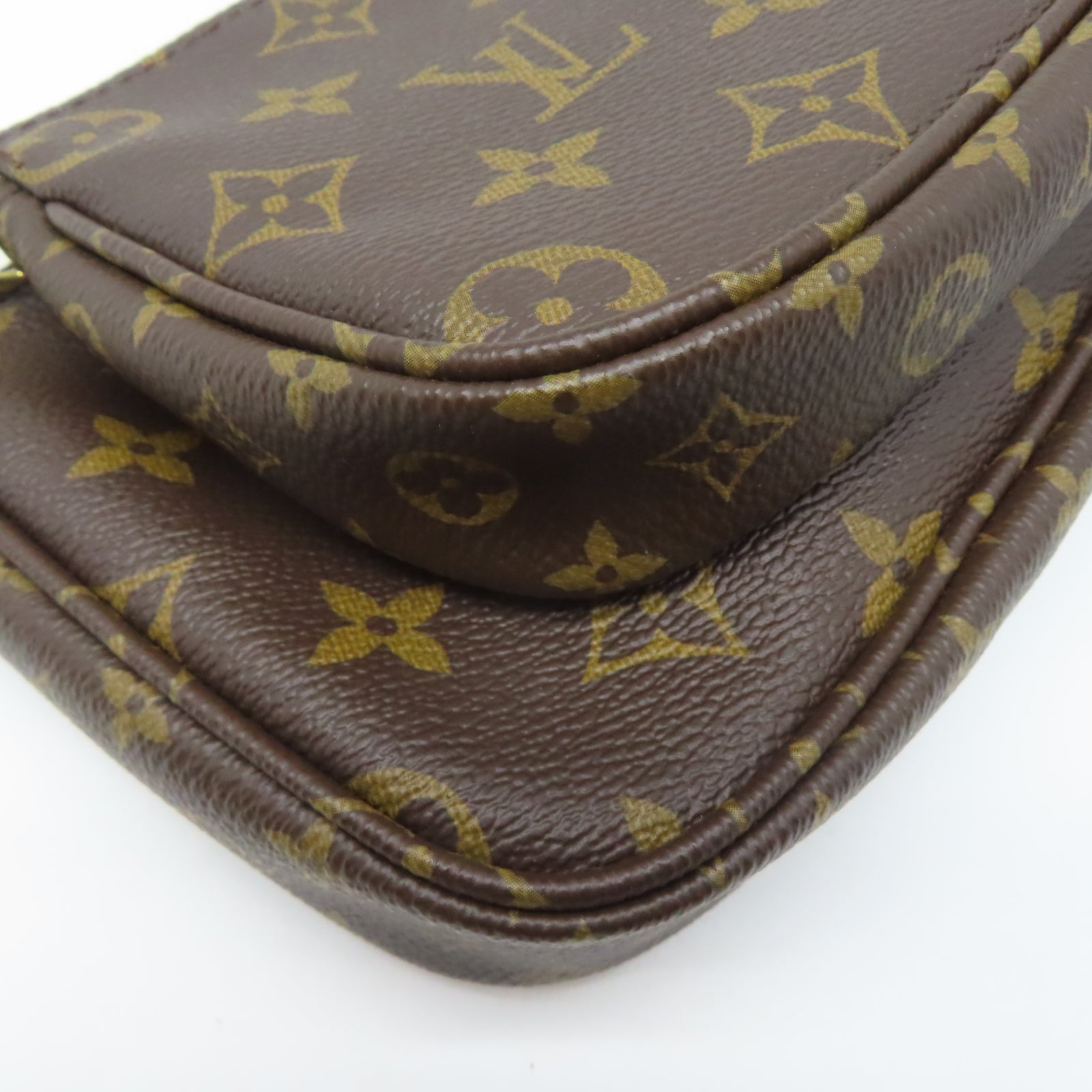 LOUIS VUITTON Monogram Multi Pochette Accessoires金扣肩背袋啡色/綠色