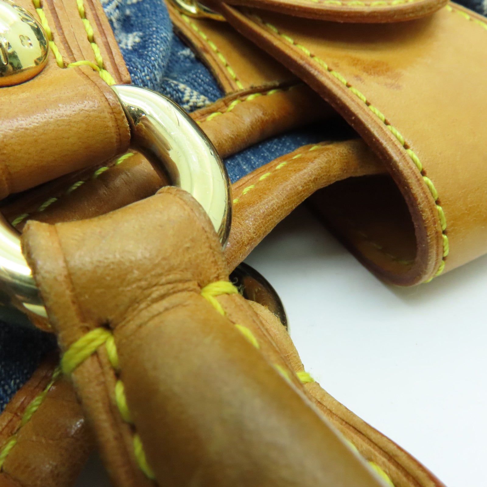 LOUIS VUITTON Monogram Denim Pleaty金扣手挽袋蓝色