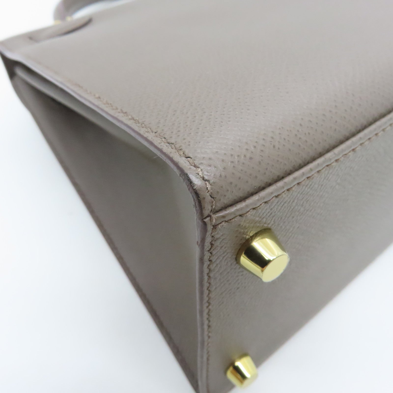HERMES Veau Epsom皮革Kelly 28金扣手挽肩背两用袋锡灰色