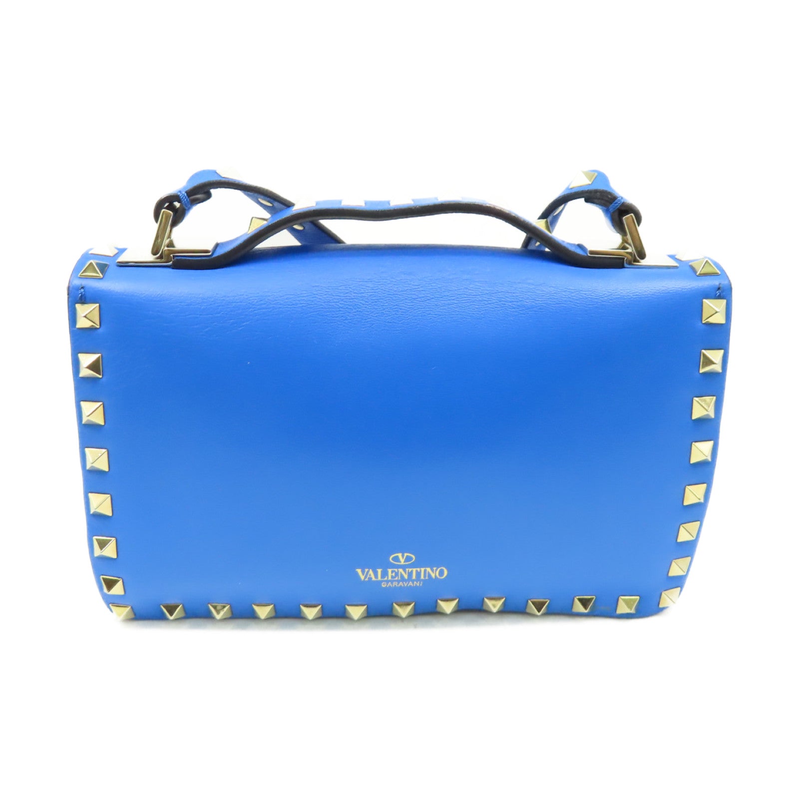 Valentino 牛皮皮革Rockstud Shoulder Bag金扣肩背袋藍色