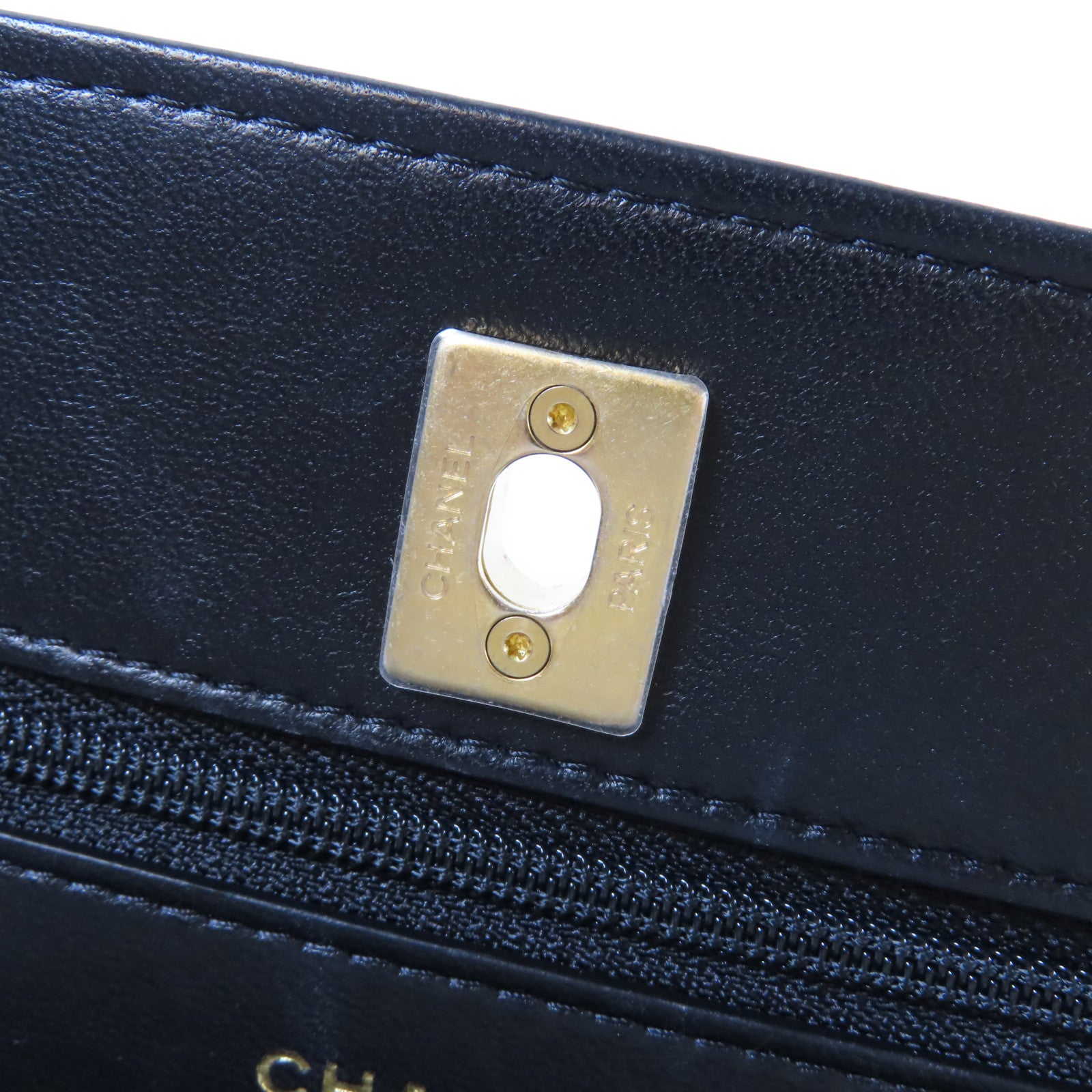 CHANEL 菱格羊皮皮革Gold Ball Wallet On Chain金扣鏈帶肩背袋黑色