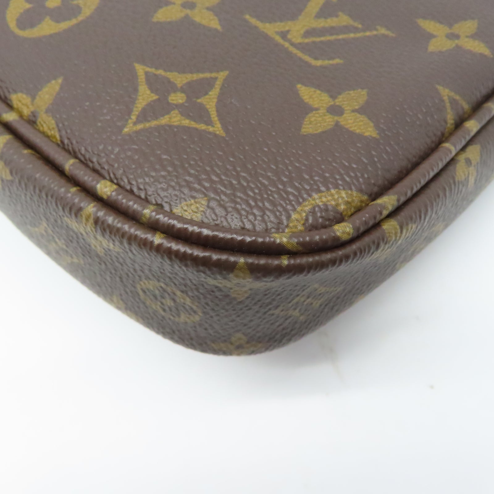 LOUIS VUITTON Monogram Multi Pochette Accessoires金扣肩背袋啡色/綠色