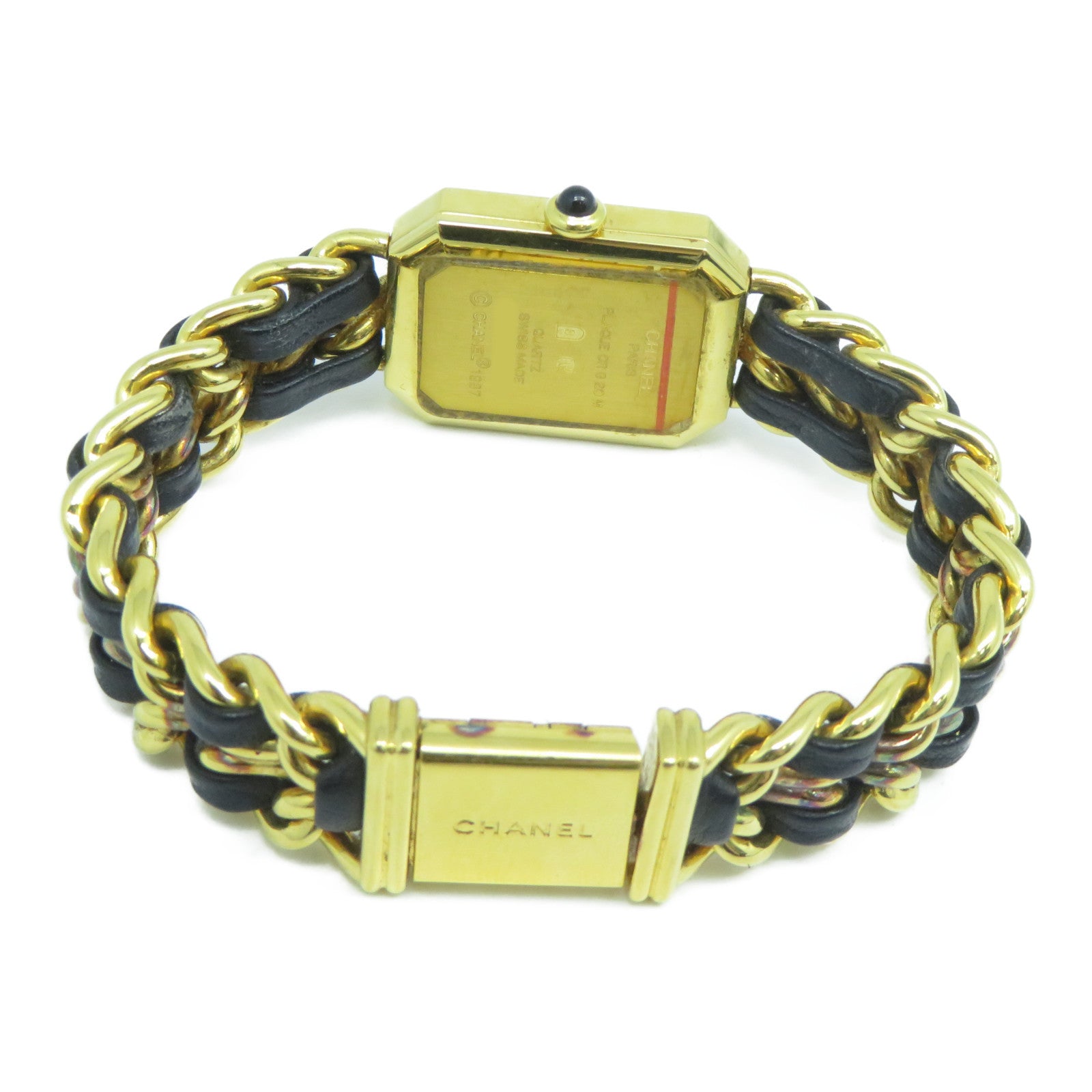 CHANEL Premiere M鍍金石英機芯手錶黑色/金色