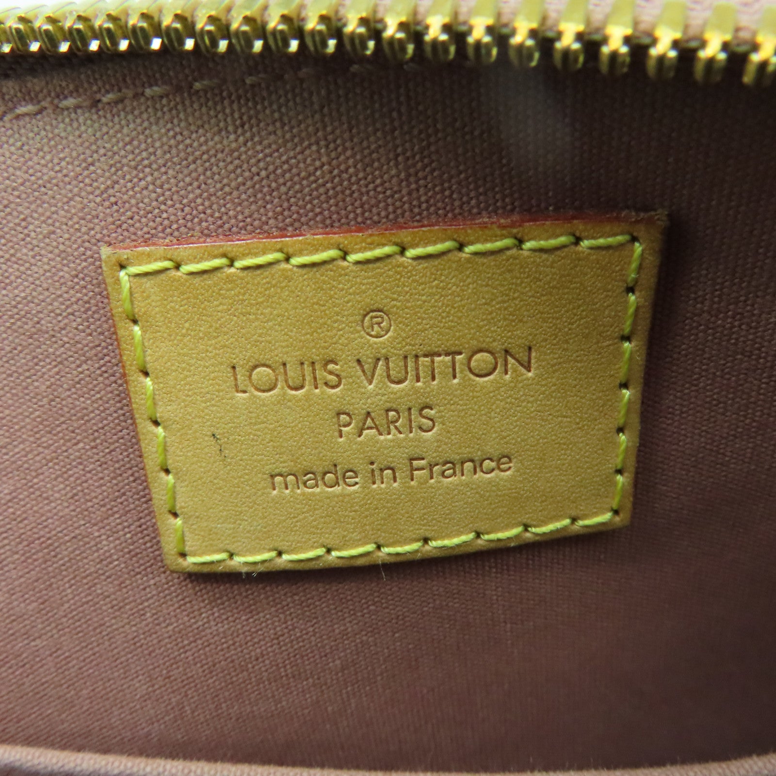 LOUIS VUITTON Monogram Vernis Alma BB金扣手挽袋棕色