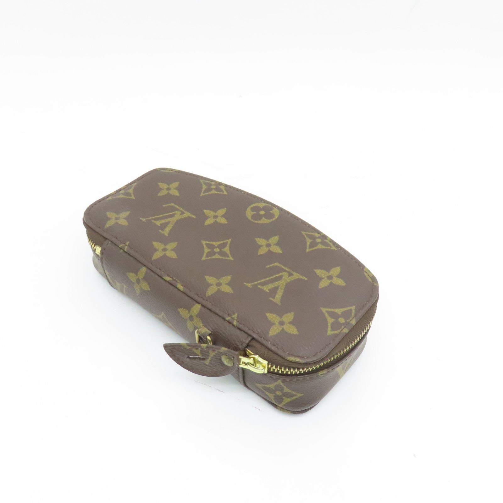 LOUIS VUITTON Monogram Jewelry Case金扣手拿包啡色