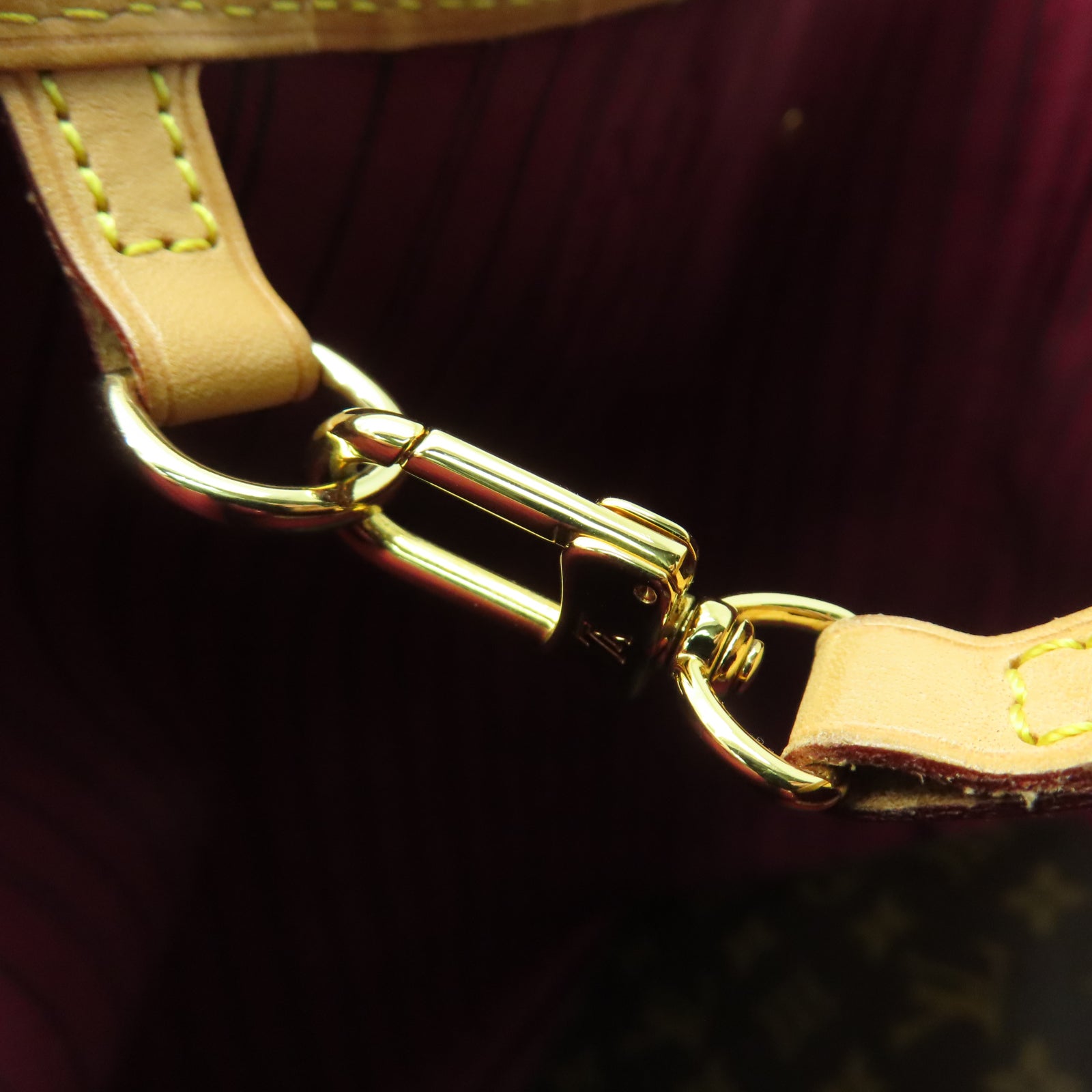 LOUIS VUITTON Monogram Neverfull MM金扣手挽袋棕色
