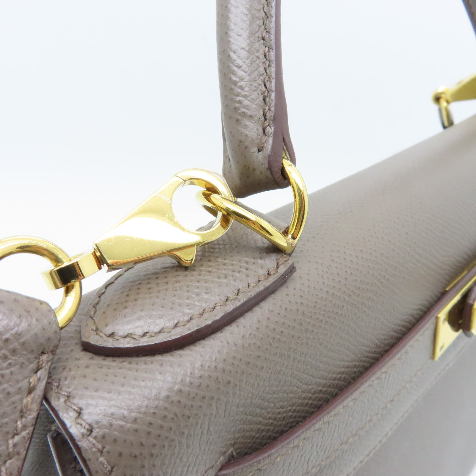 HERMES Veau Epsom皮革Kelly 28金扣手挽肩背两用袋锡灰色
