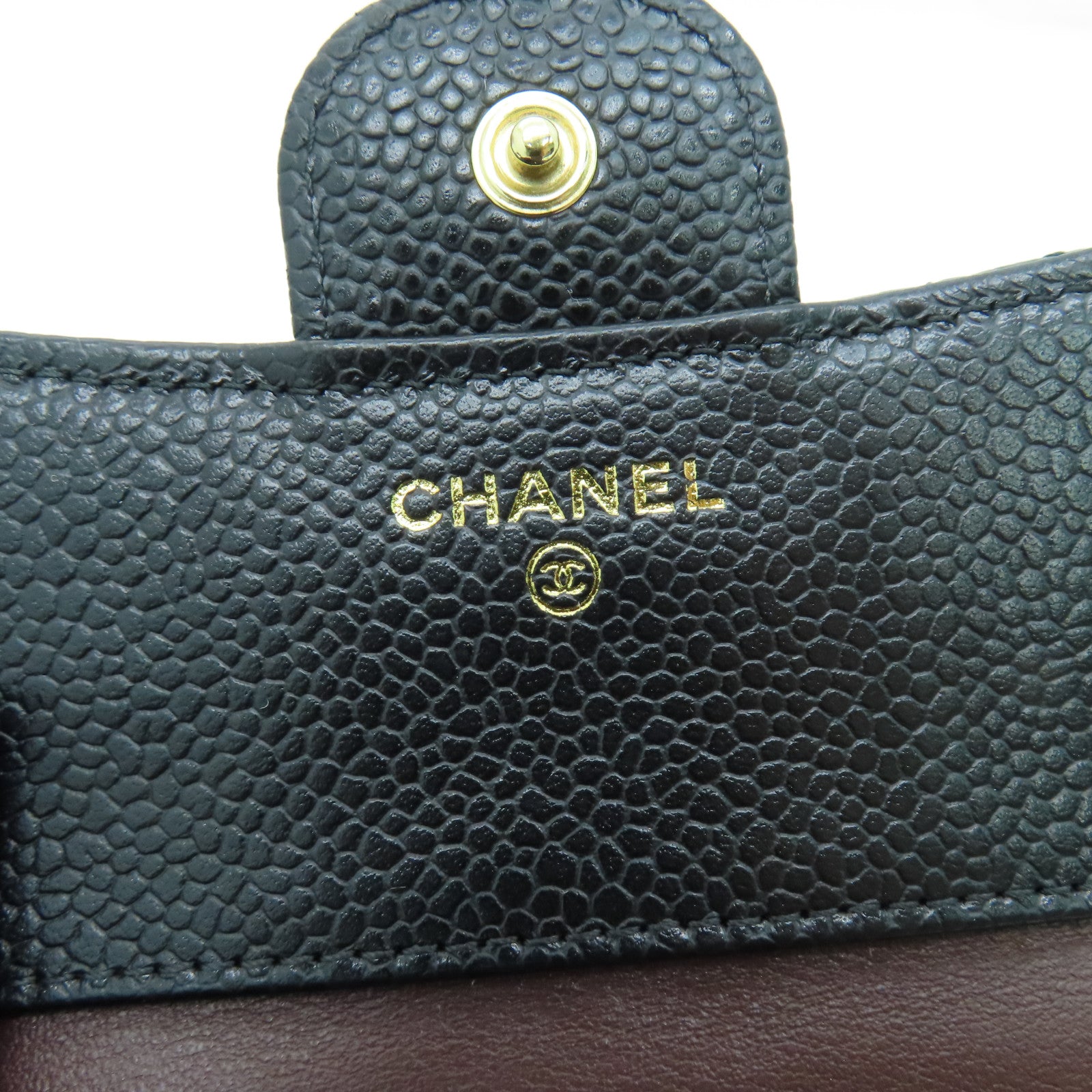 CHANEL 菱格Caviar皮革Classic Wallet金扣錢包黑色