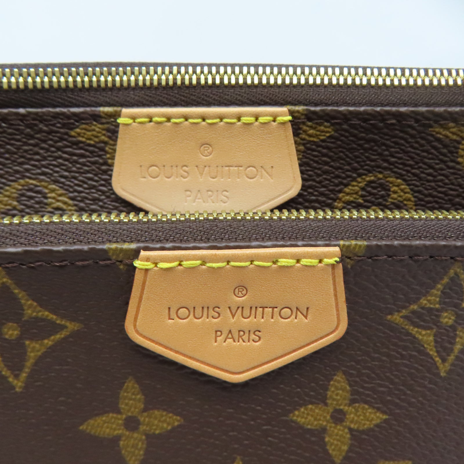LOUIS VUITTON Monogram Multi Pochette Accessoires金扣肩背袋啡色/綠色