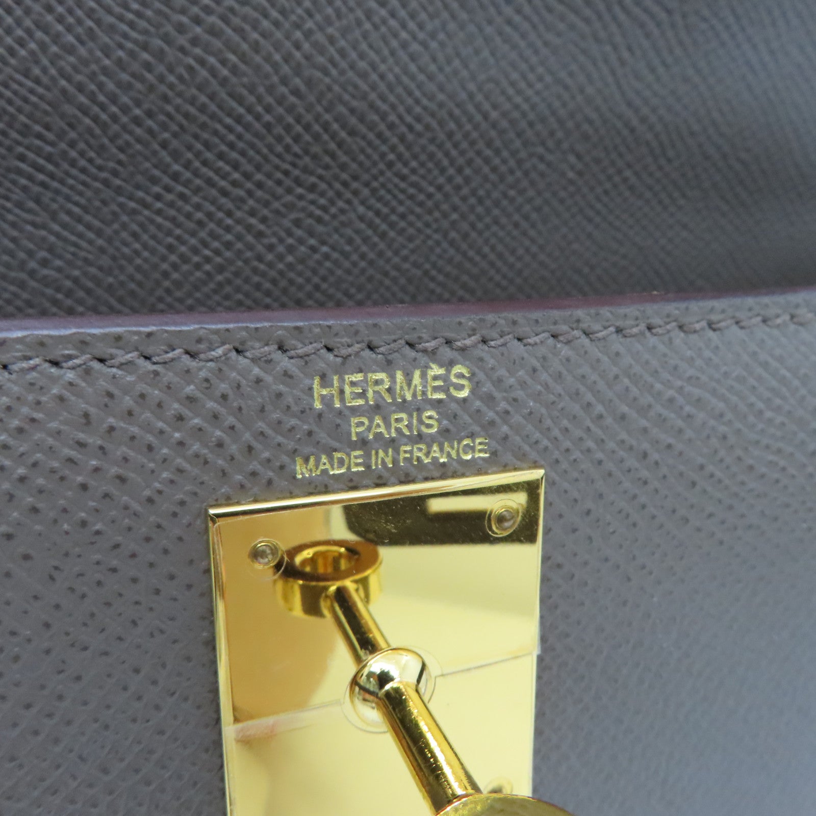 HERMES Veau Epsom皮革Kelly 28金扣手挽肩背两用袋锡灰色