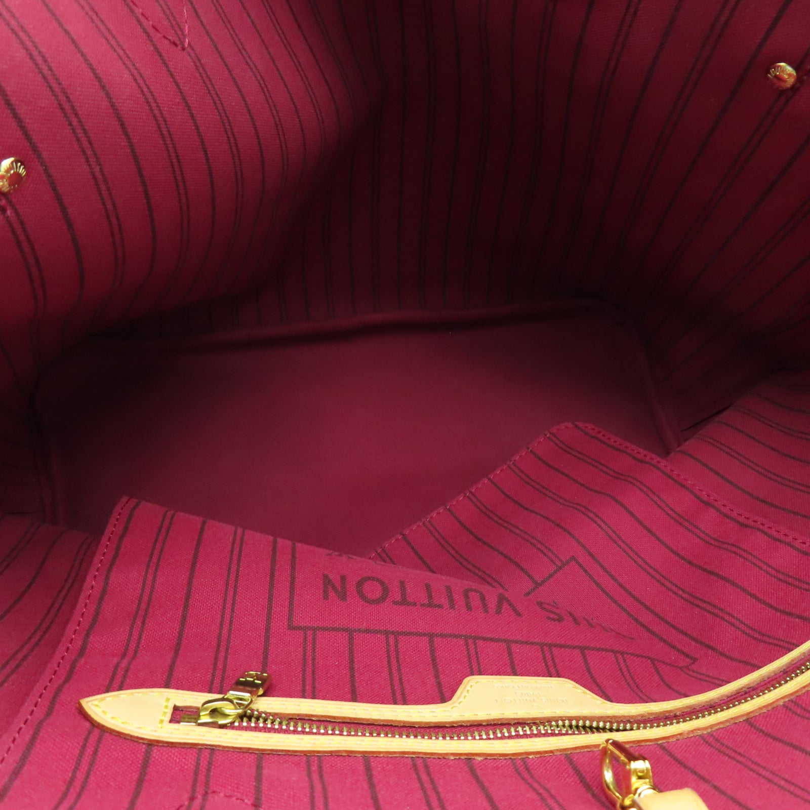 LOUIS VUITTON Monogram Neverfull MM金扣手挽袋棕色