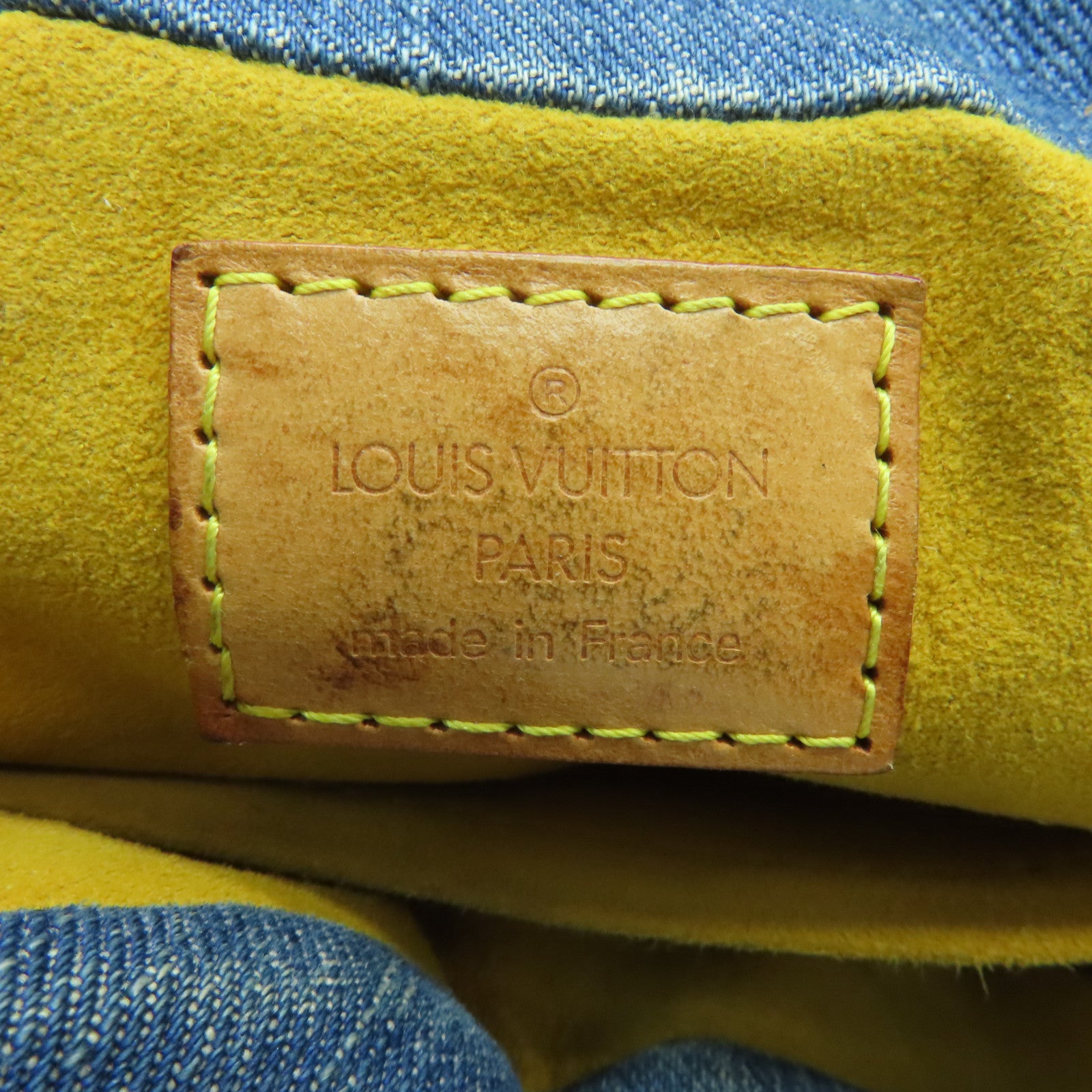 LOUIS VUITTON Monogram Denim Pleaty金扣手挽袋蓝色