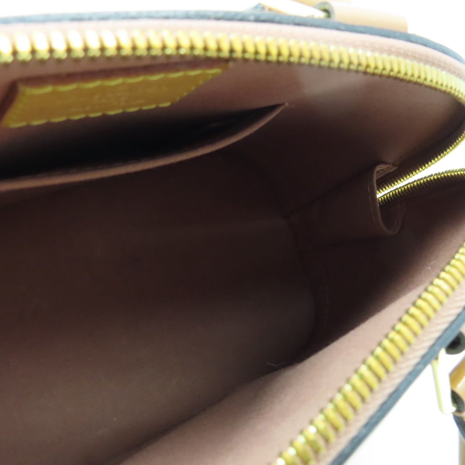 LOUIS VUITTON Monogram Vernis Alma BB金扣手挽袋棕色