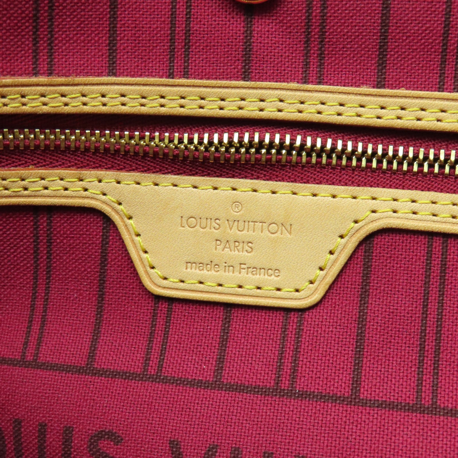 LOUIS VUITTON Monogram Neverfull MM金扣手挽袋棕色