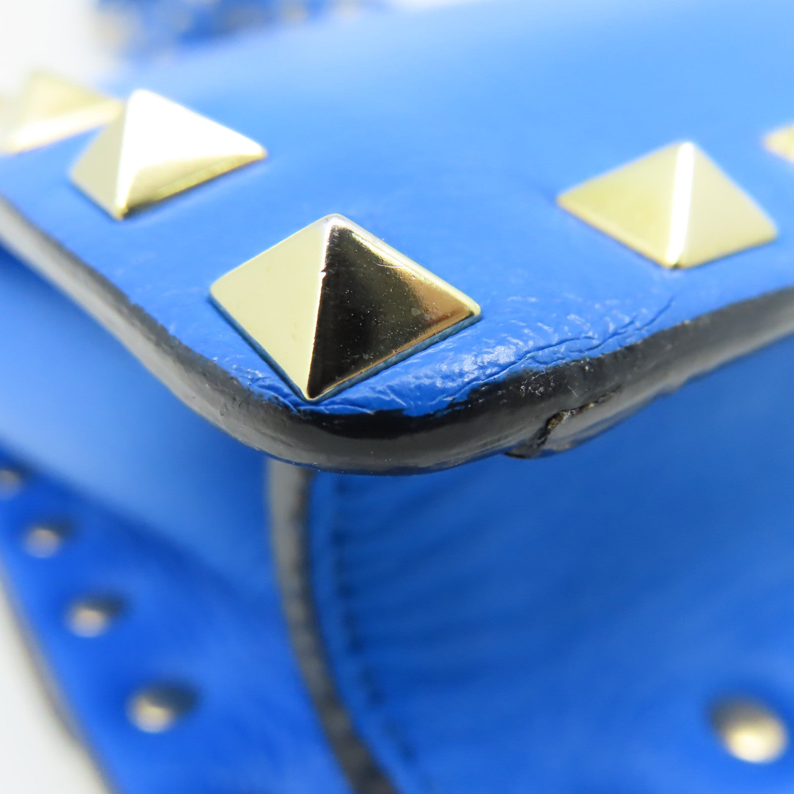 Valentino 牛皮皮革Rockstud Shoulder Bag金扣肩背袋藍色
