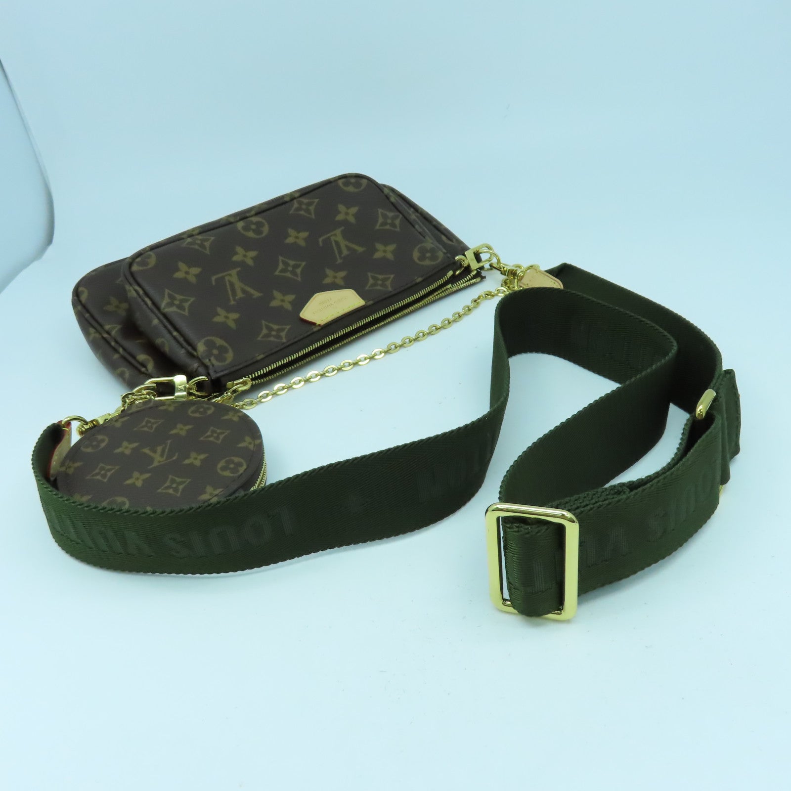 LOUIS VUITTON Monogram Multi Pochette Accessoires金扣肩背袋啡色