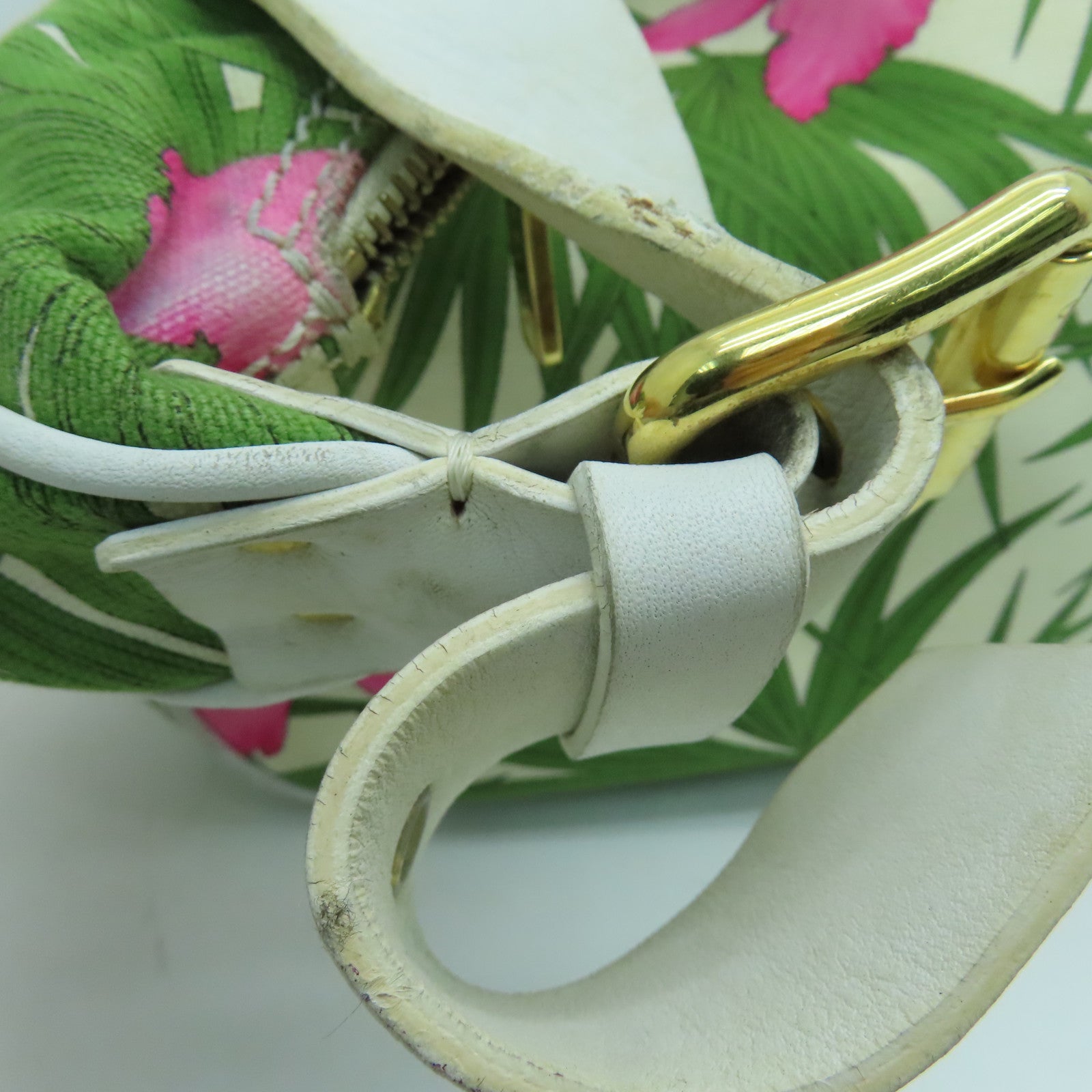 CELINE 帆布Shoulder Bag肩背袋金扣绿色/白色/粉红色
