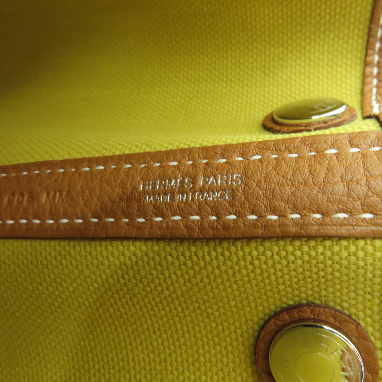 HERMES 帆布Garden Party TPM銀扣手挽袋金色