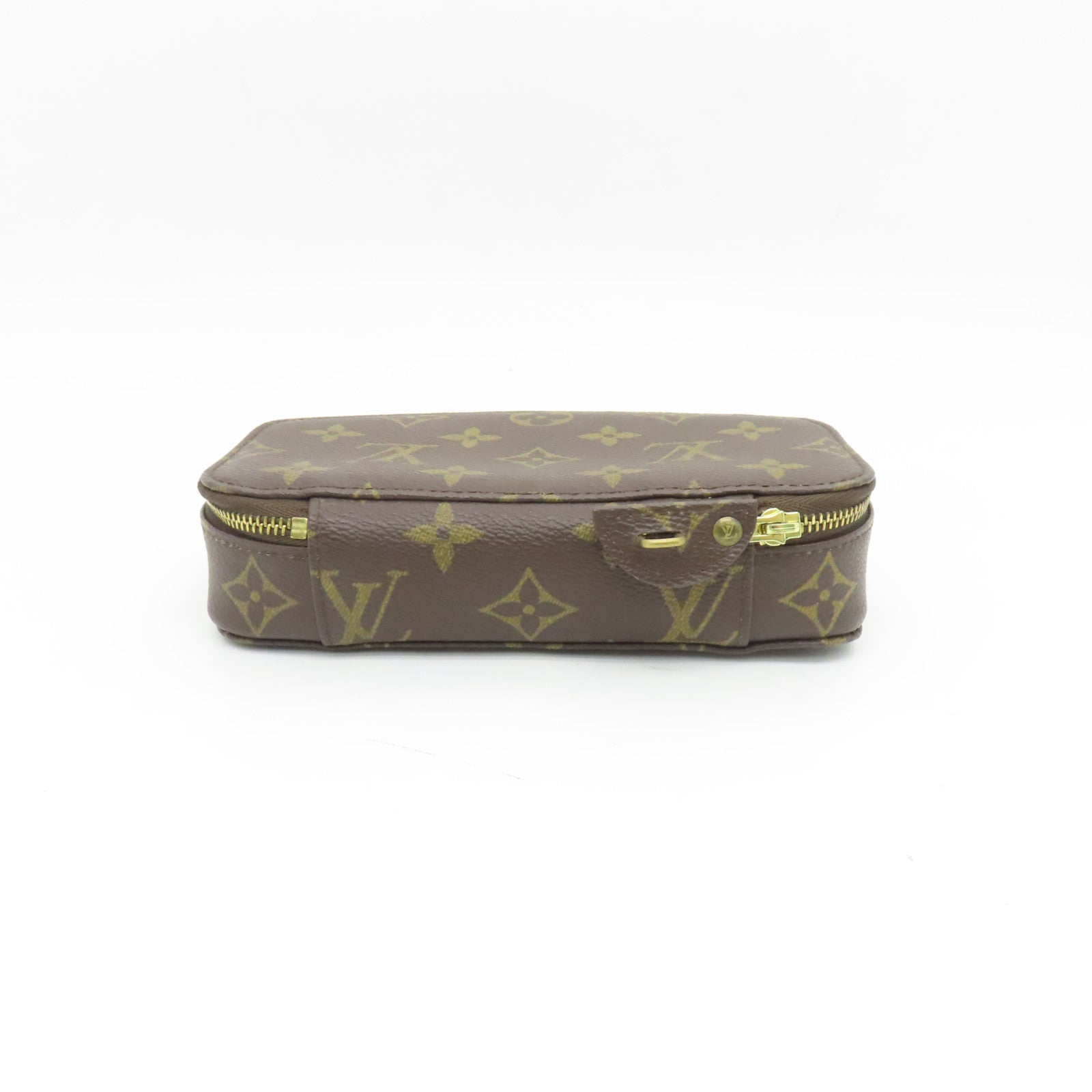 LOUIS VUITTON Monogram Jewelry Case金扣手拿包啡色