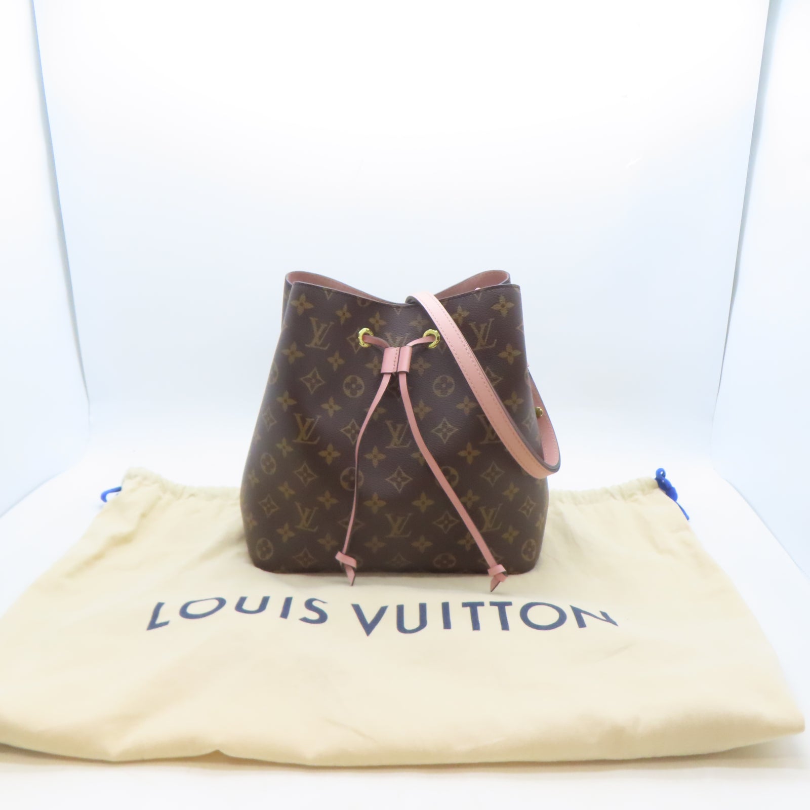 LOUIS VUITTON Monogram NeoNoe MM金扣肩背袋啡色/粉紅色