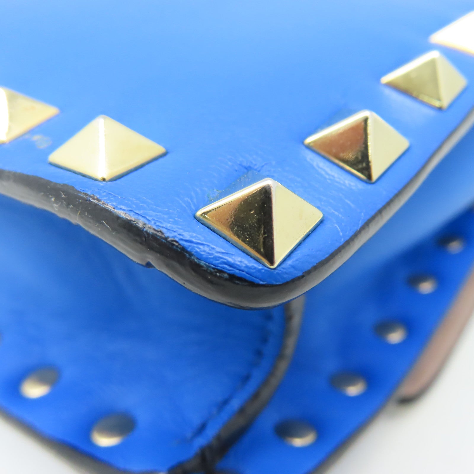 Valentino 牛皮皮革Rockstud Shoulder Bag金扣肩背袋藍色