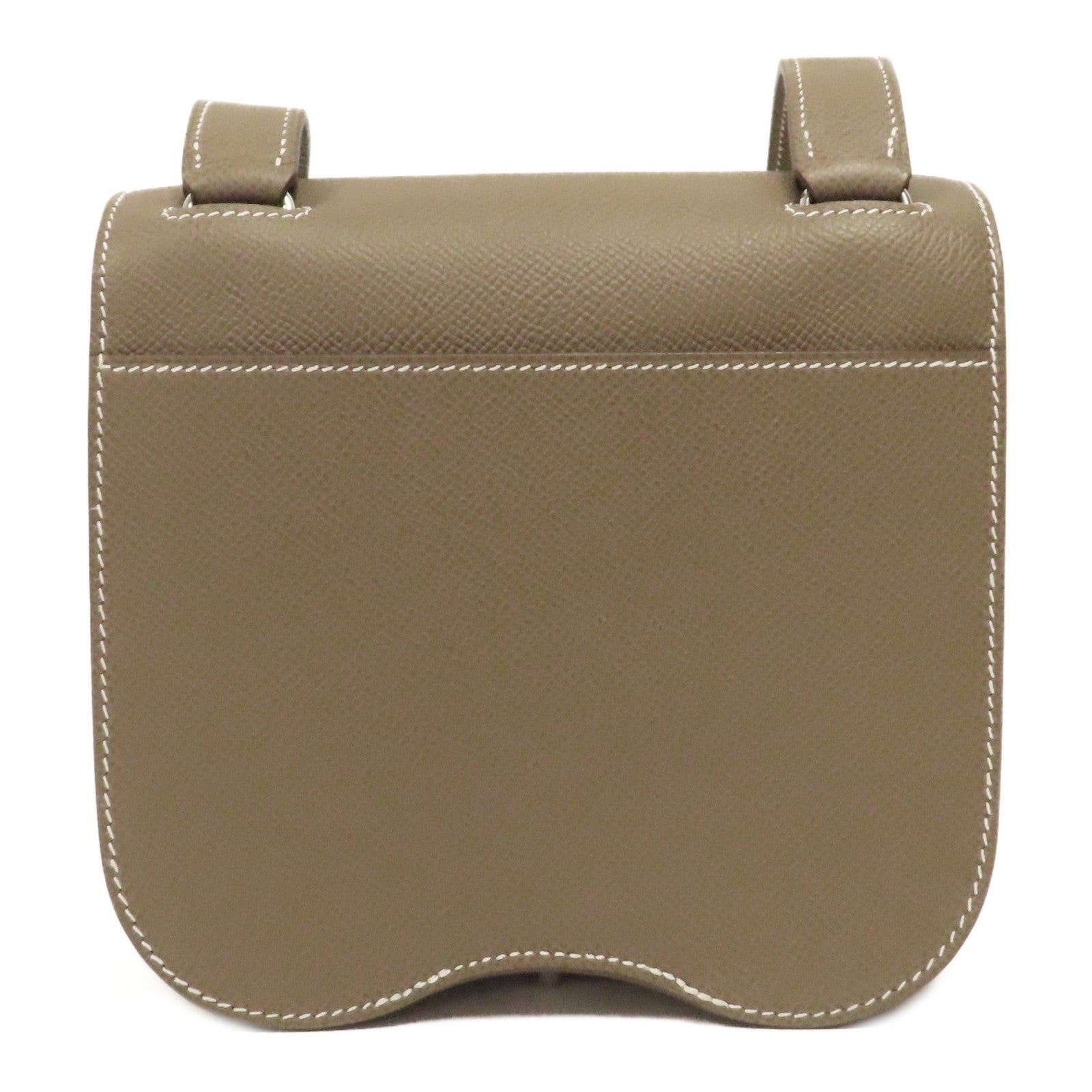 HERMES Epsom皮革Della Cavalleria Mini銀扣肩背袋Etoupe大象灰色