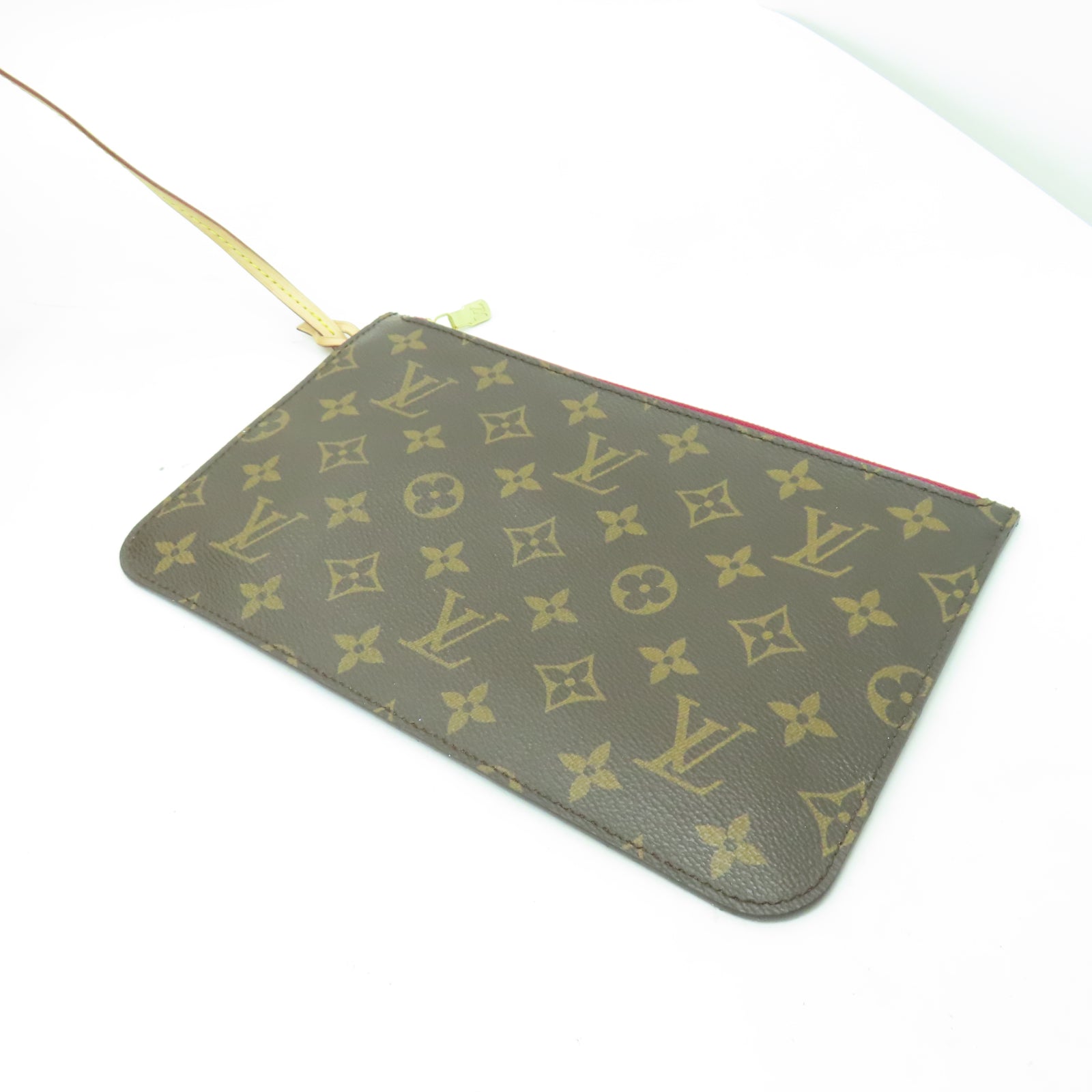 LOUIS VUITTON Monogram Neverfull MM金扣手挽袋棕色