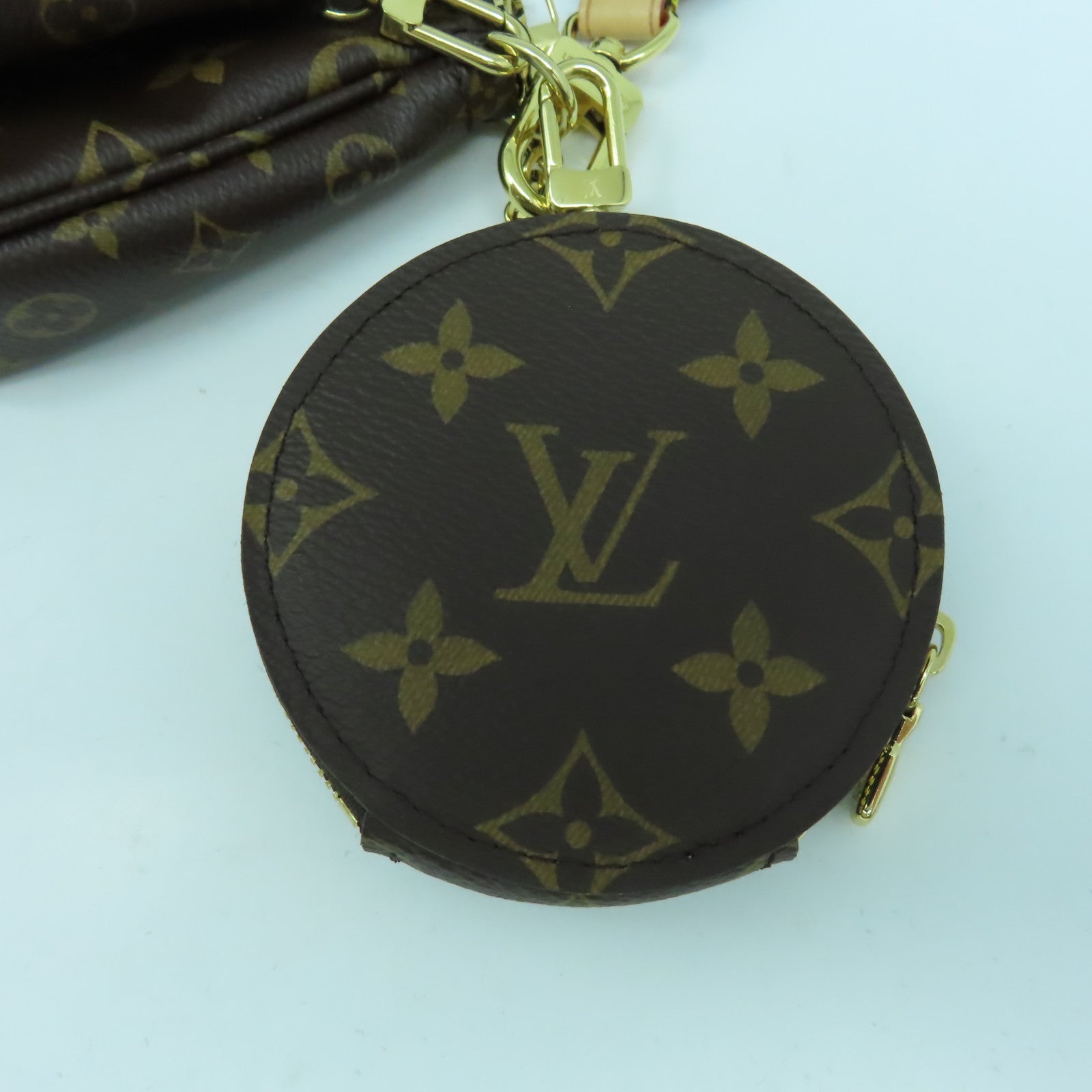 LOUIS VUITTON Monogram Multi Pochette Accessoires金扣肩背袋啡色