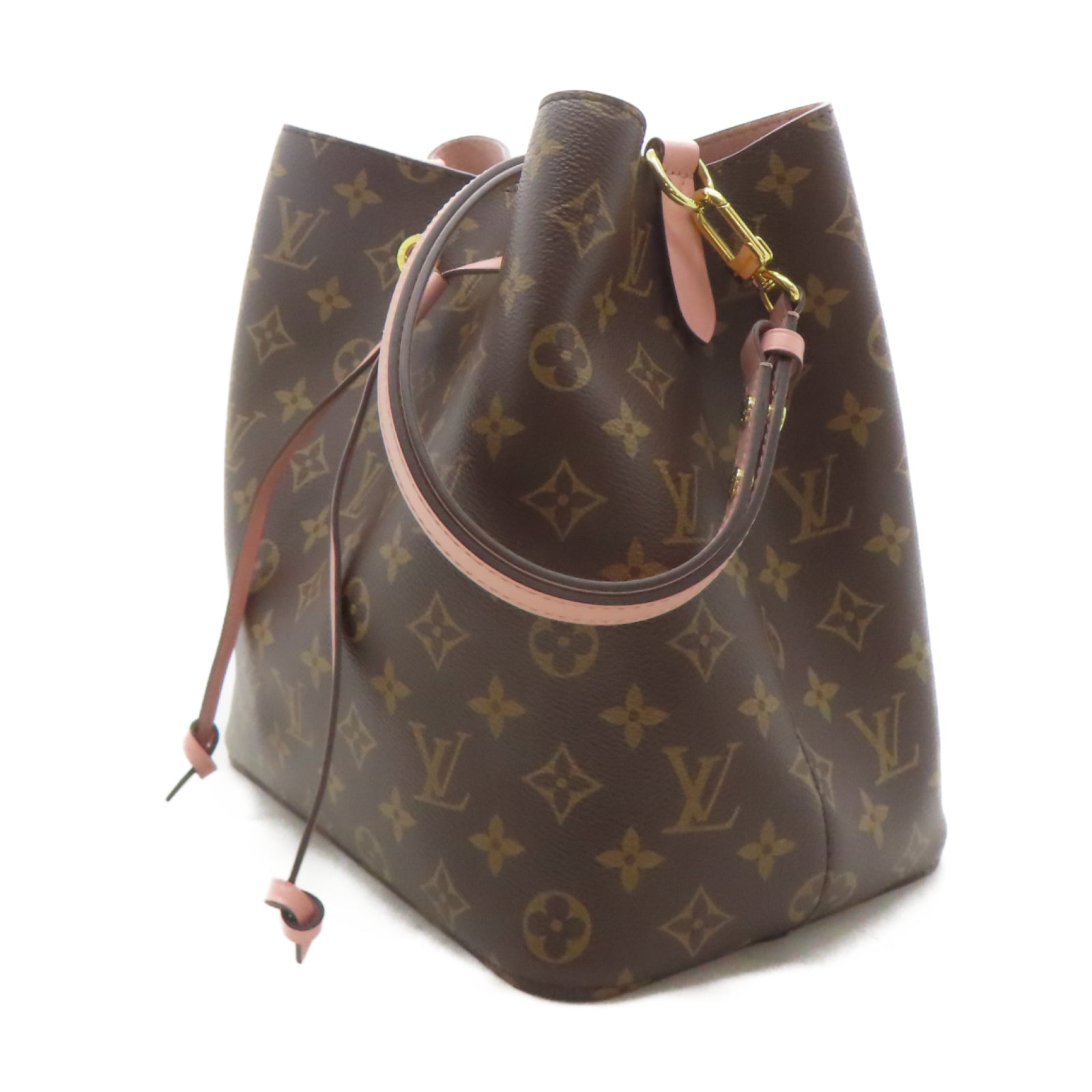 LOUIS VUITTON Monogram NeoNoe MM金扣肩背袋啡色/粉紅色