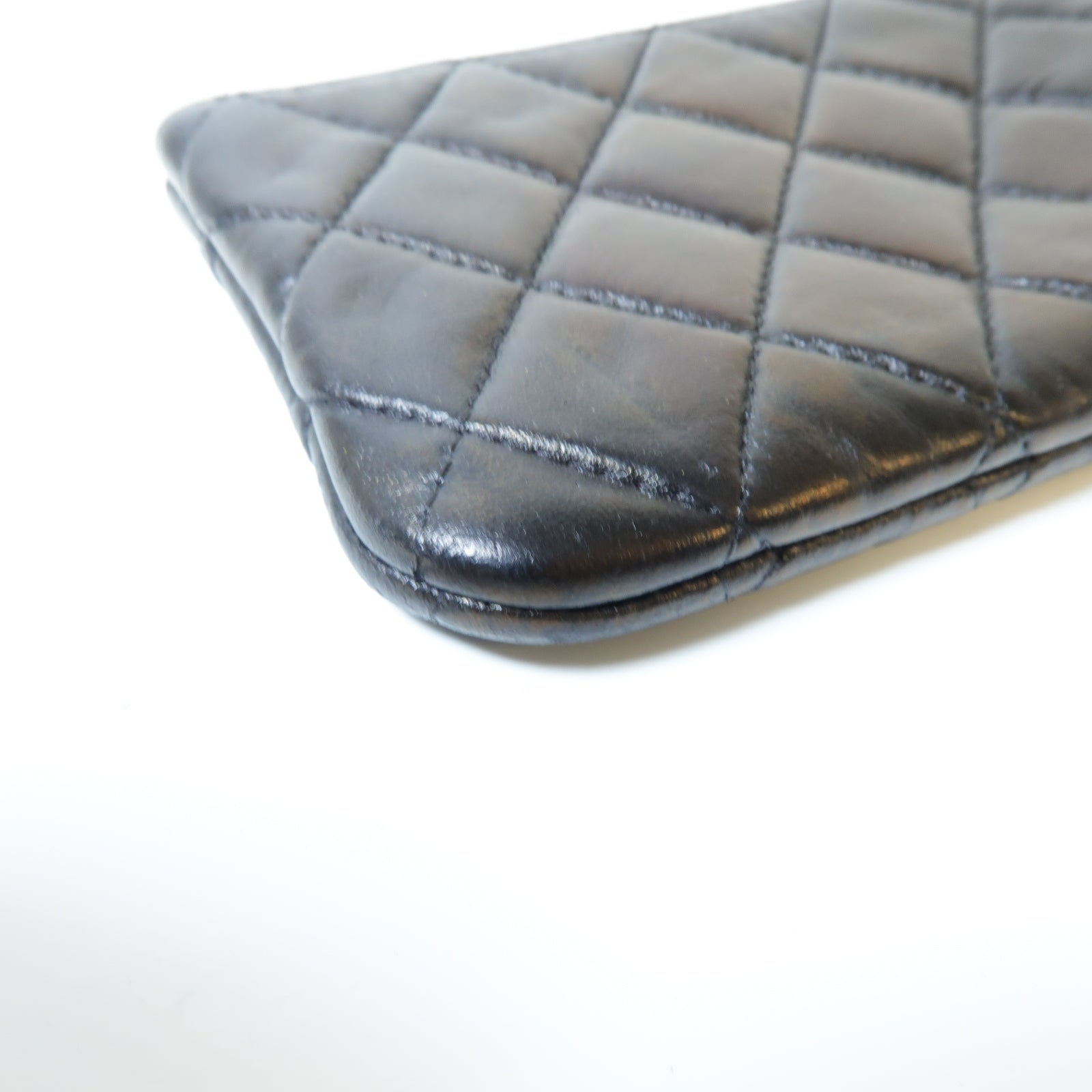 CHANEL 菱格牛皮皮革Coin Pouch金扣零錢包黑色