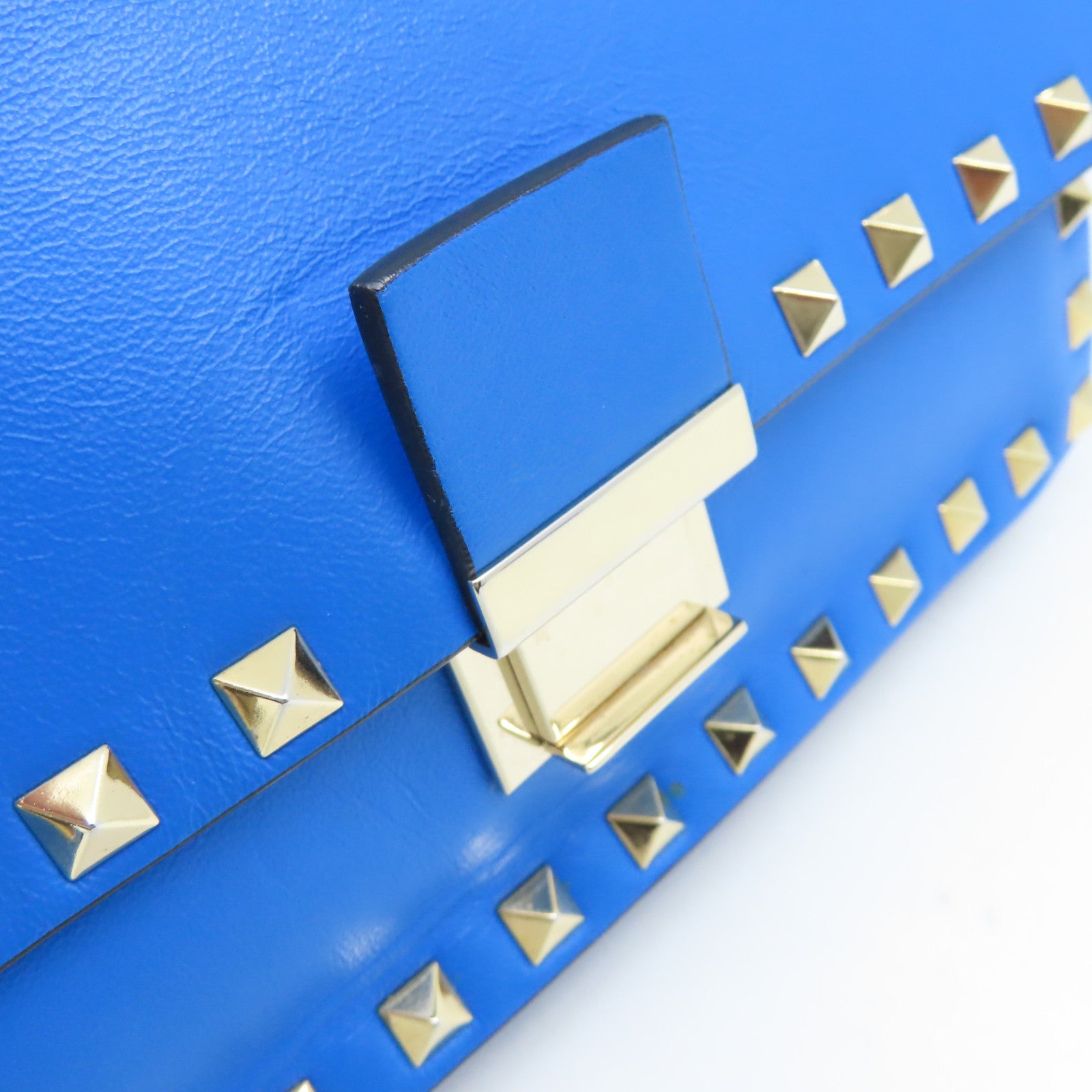 Valentino 牛皮皮革Rockstud Shoulder Bag金扣肩背袋藍色
