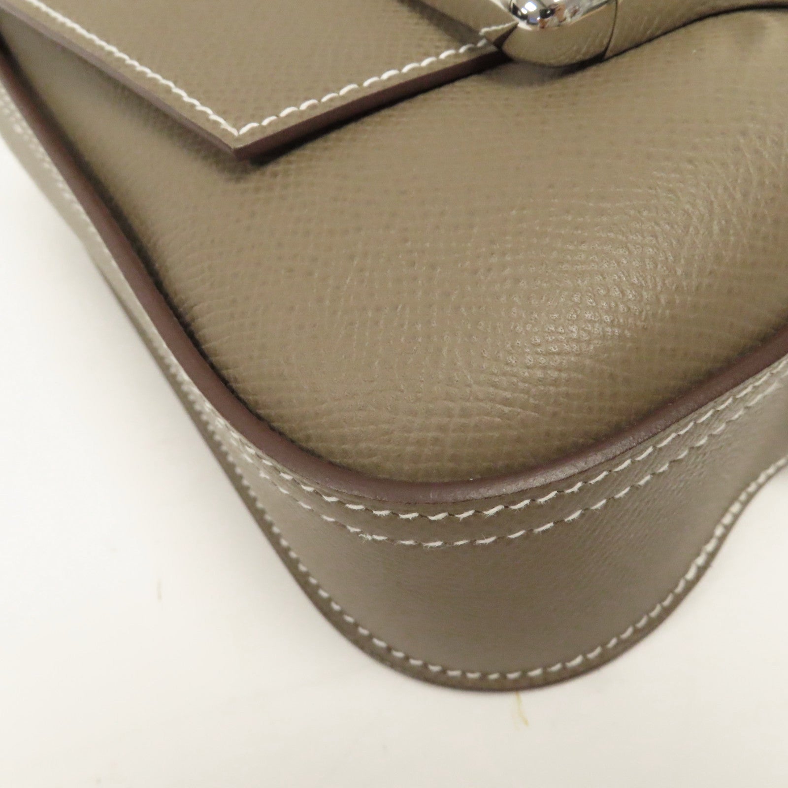 HERMES Epsom皮革Della Cavalleria Mini銀扣肩背袋Etoupe大象灰色
