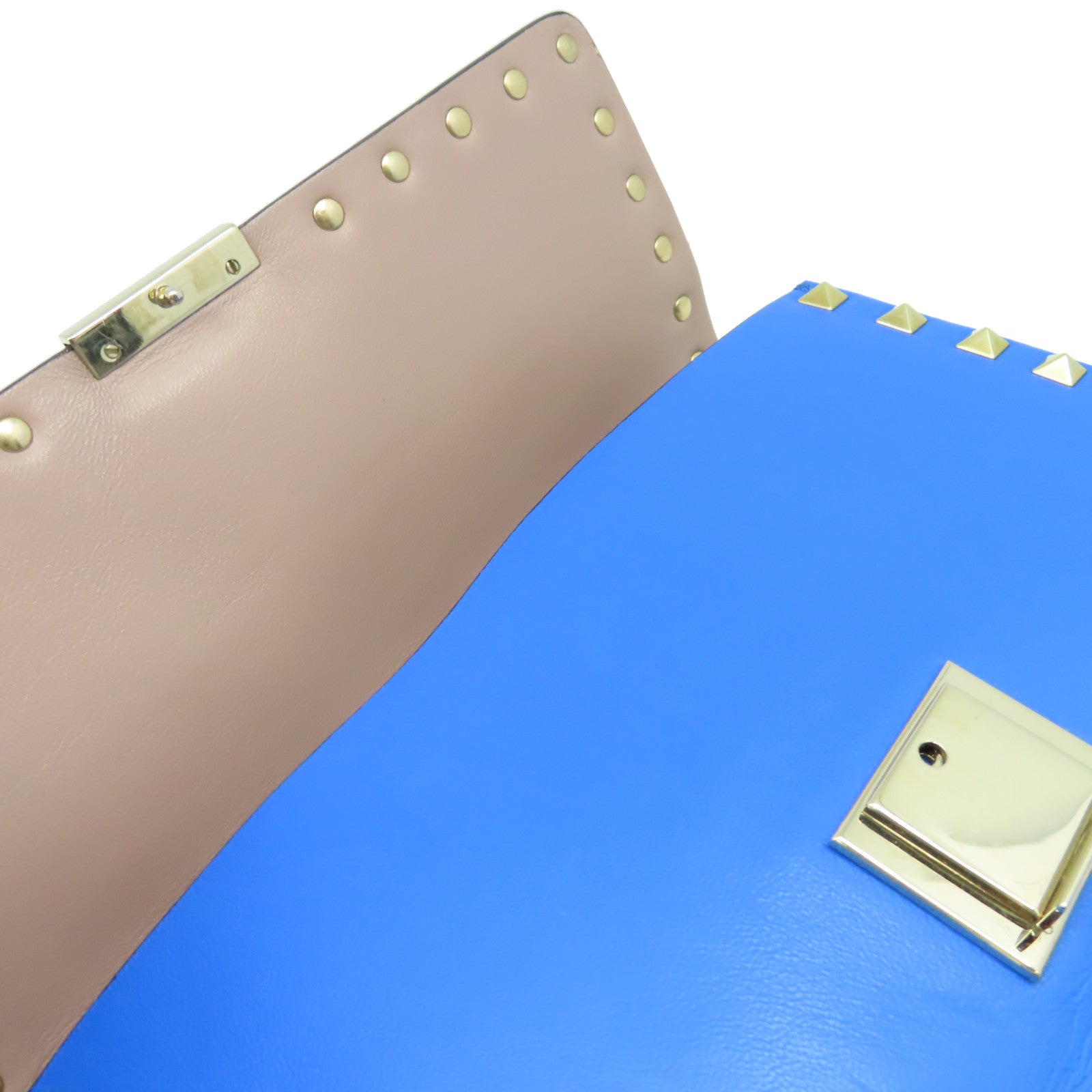Valentino 牛皮皮革Rockstud Shoulder Bag金扣肩背袋藍色