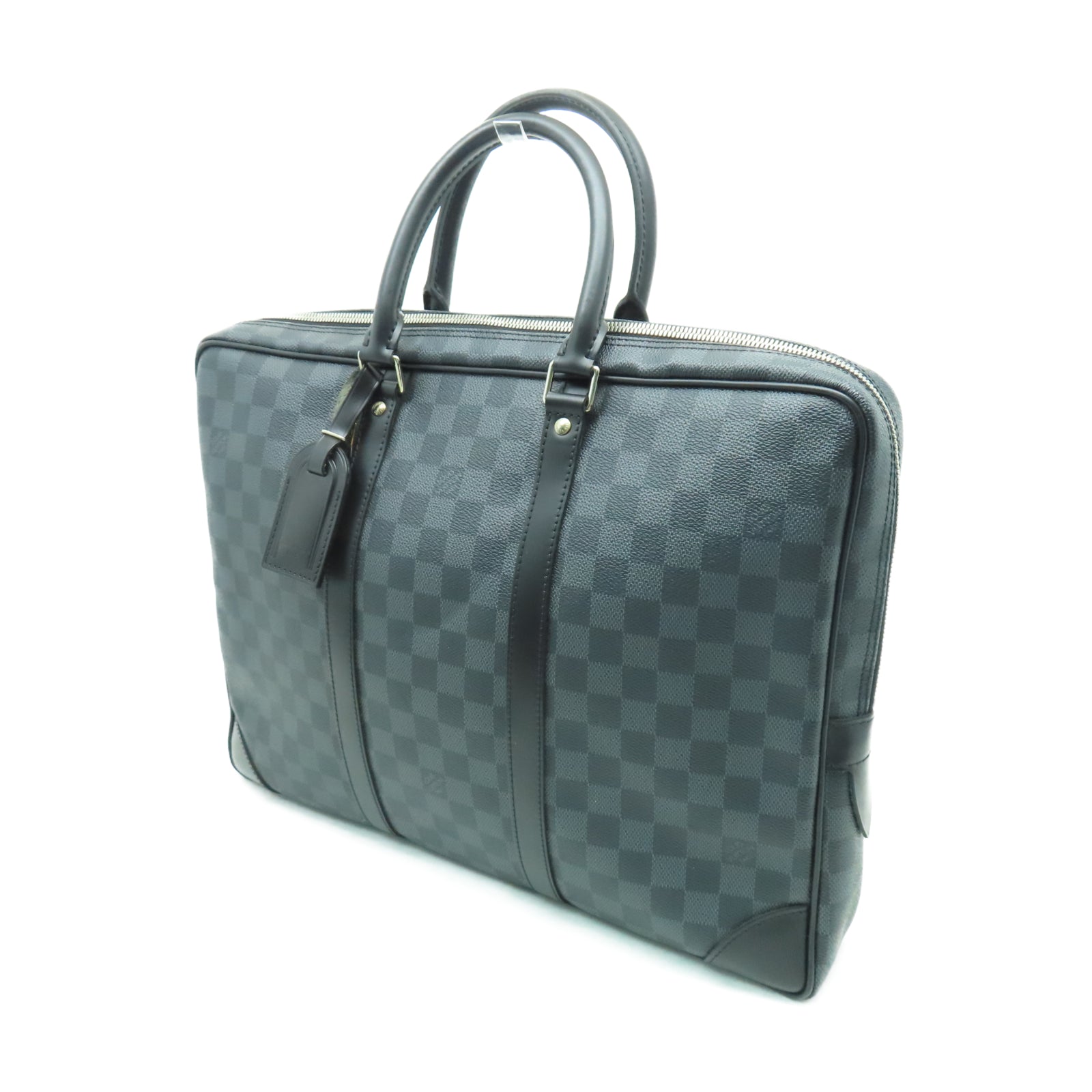 LOUIS VUITTON Damier Graphite Porte-Documents Voya銀扣公事包黑色