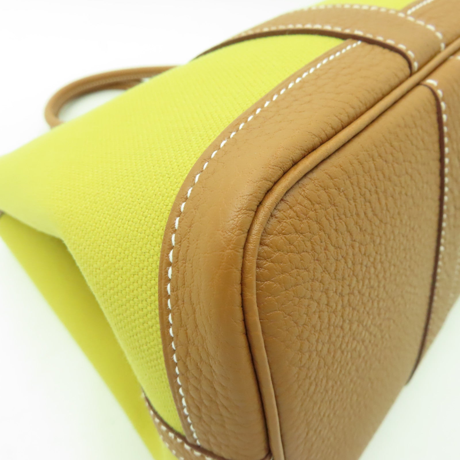 HERMES 帆布Garden Party TPM銀扣手挽袋金色